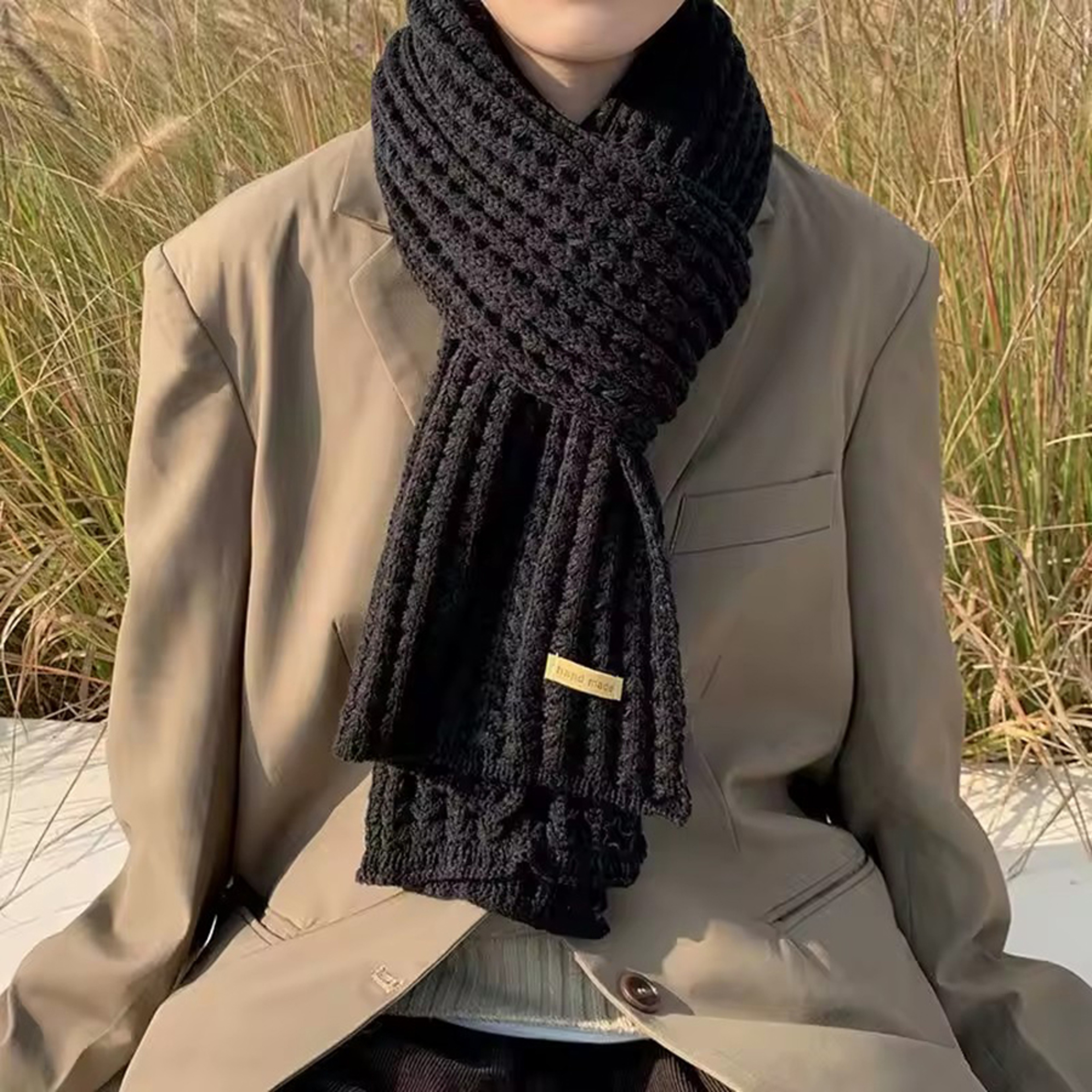 Cashmere Thick Chunky Knit Scarf For Winter Warmth Long And Warm Suitable For Travel And Office Use 1