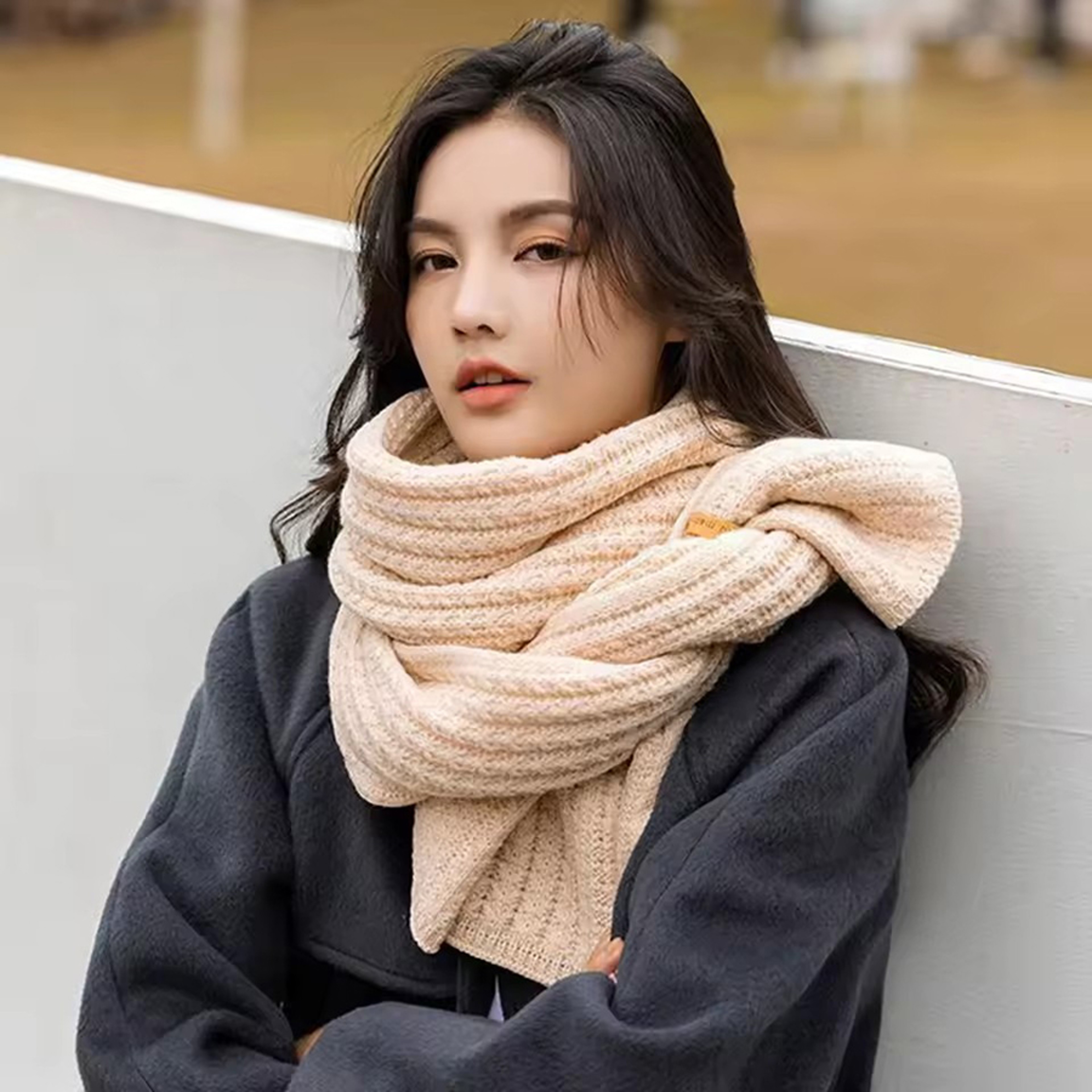 Cashmere Thick Chunky Knit Scarf For Winter Warmth Long And Warm Suitable For Travel And Office Use 2