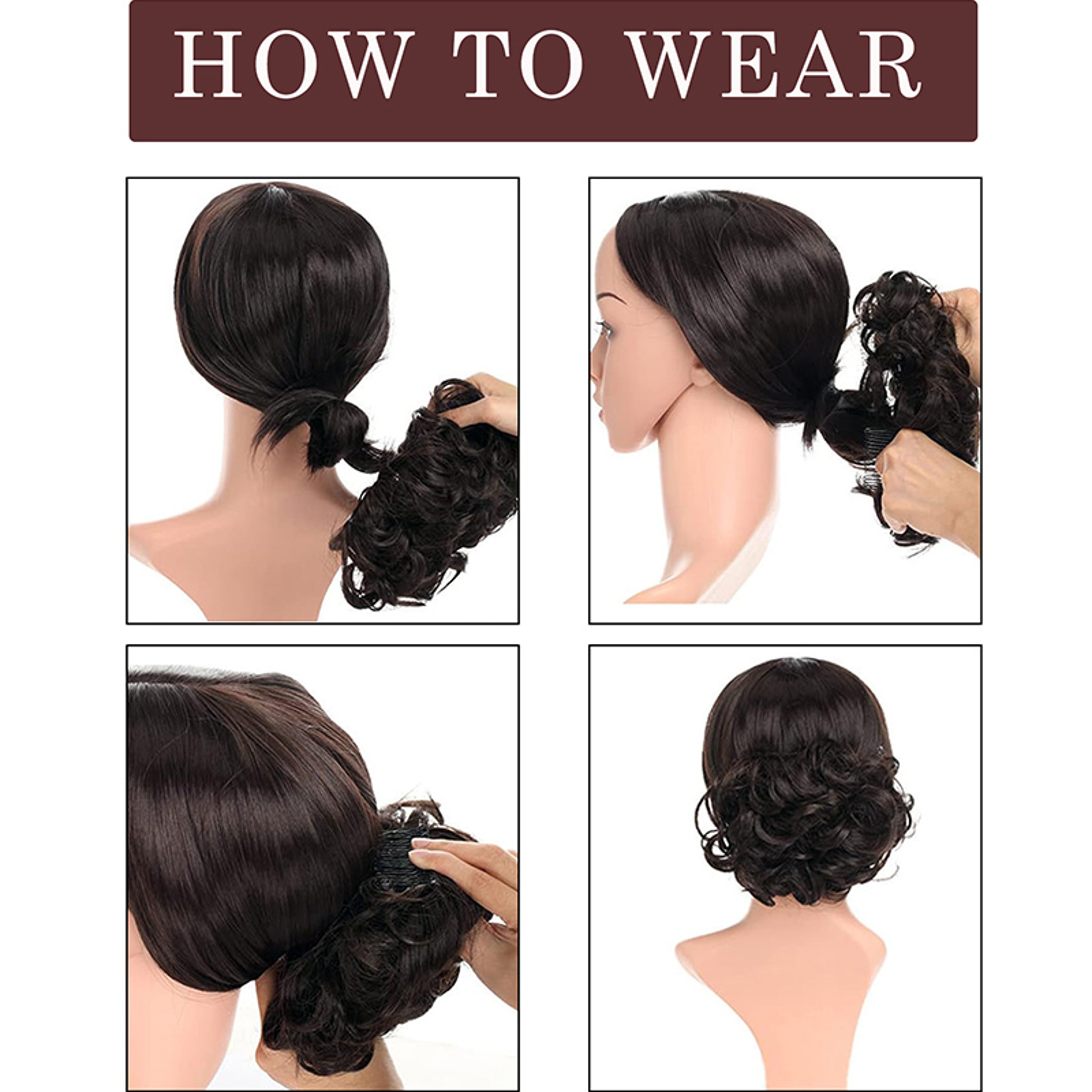 Synthetic Hair Combs Clip In Ponytail Short Scrunchie Chignon Messy Curly Dish Hair Bun 4