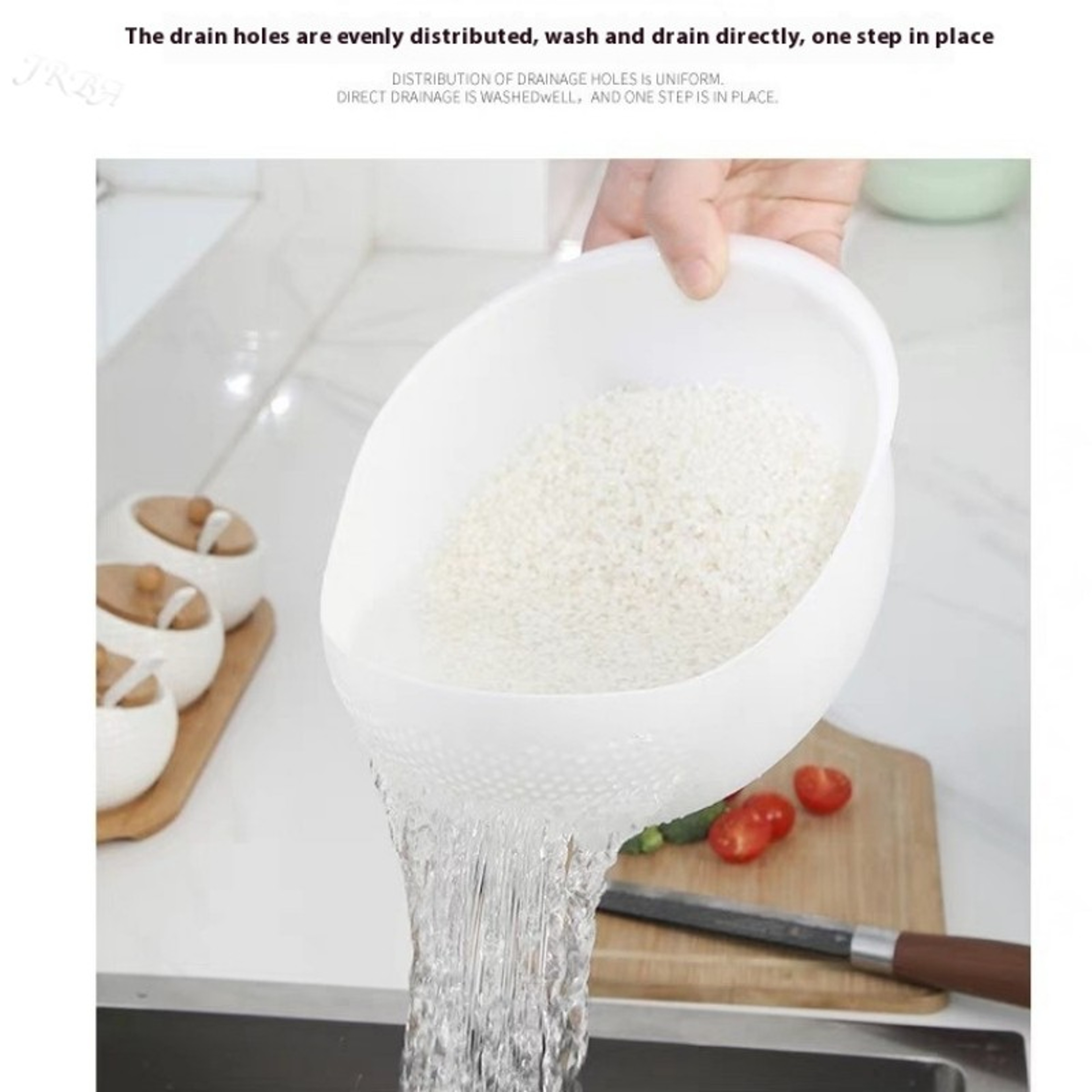 Washing Basket With Handle Plastic Colander Rice Bowl Drain Basket Fruit Bowl Kitchen Organizer 3