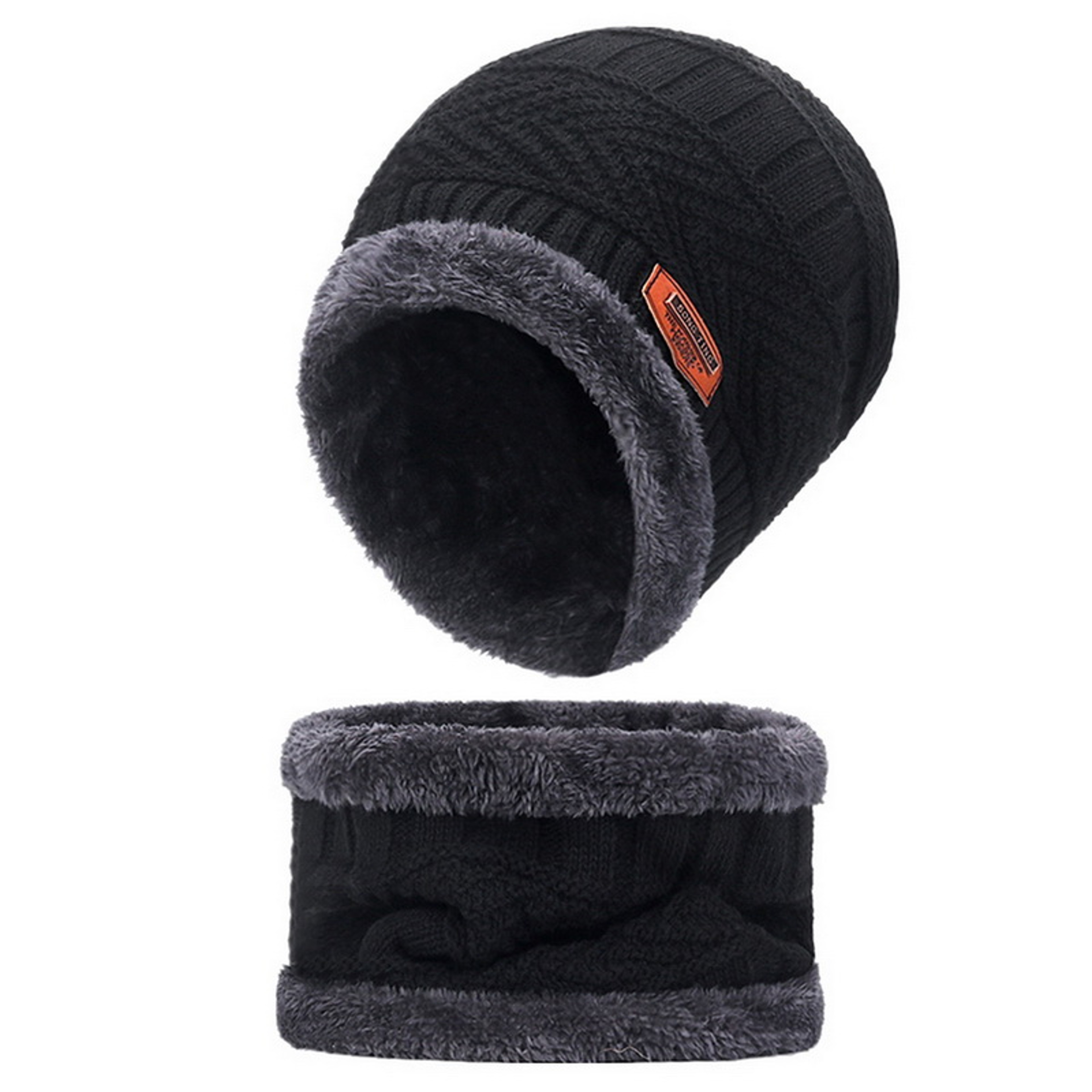 Knit Winter Hat For Men And Women Velvet Coral Fleece Scarf Thick Plus Velvet Neck Protect Cap For  7