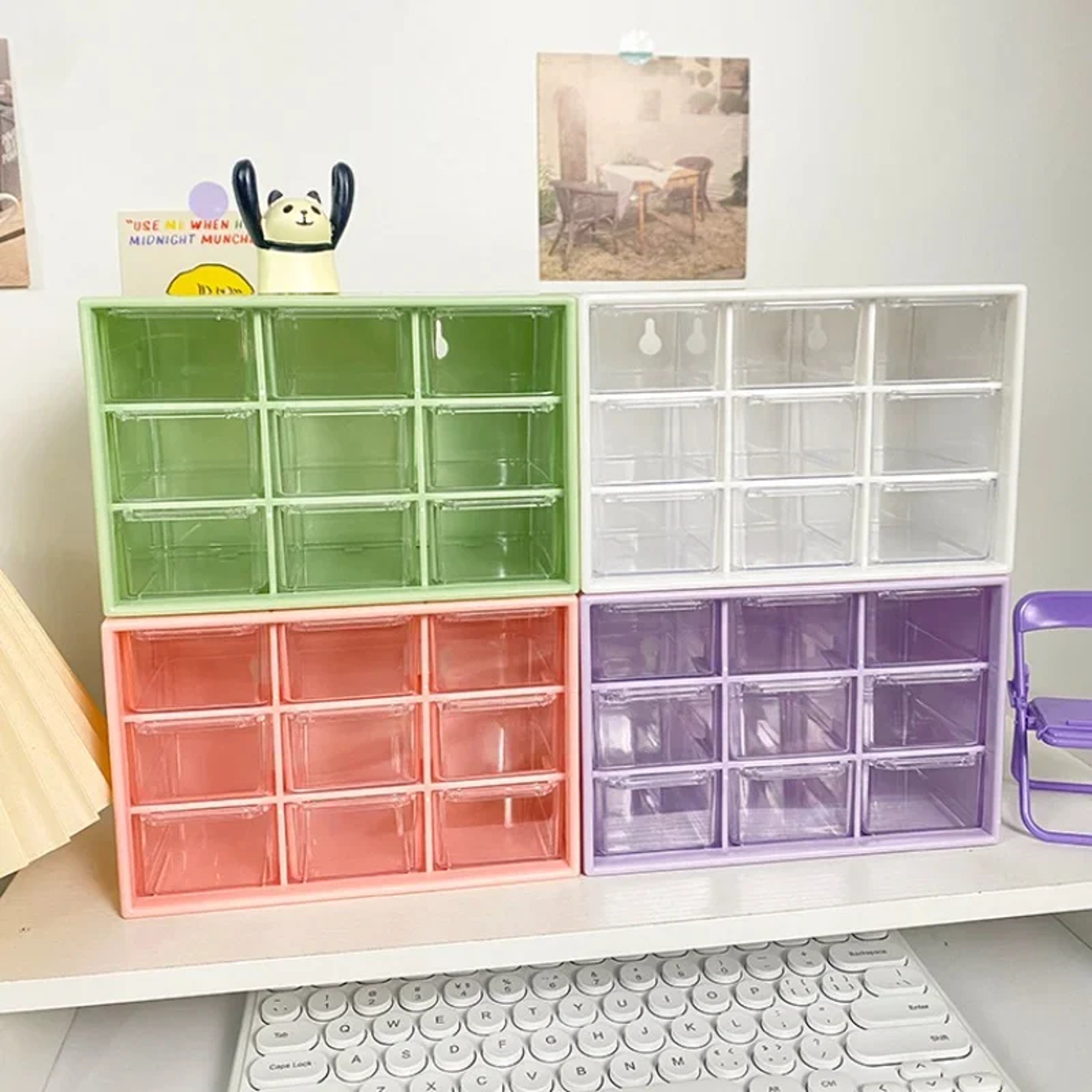Cute Desktop Storage Boxes Organizer, Transparent Wall-mounted Student Desk Sundries Storage Box – view 1