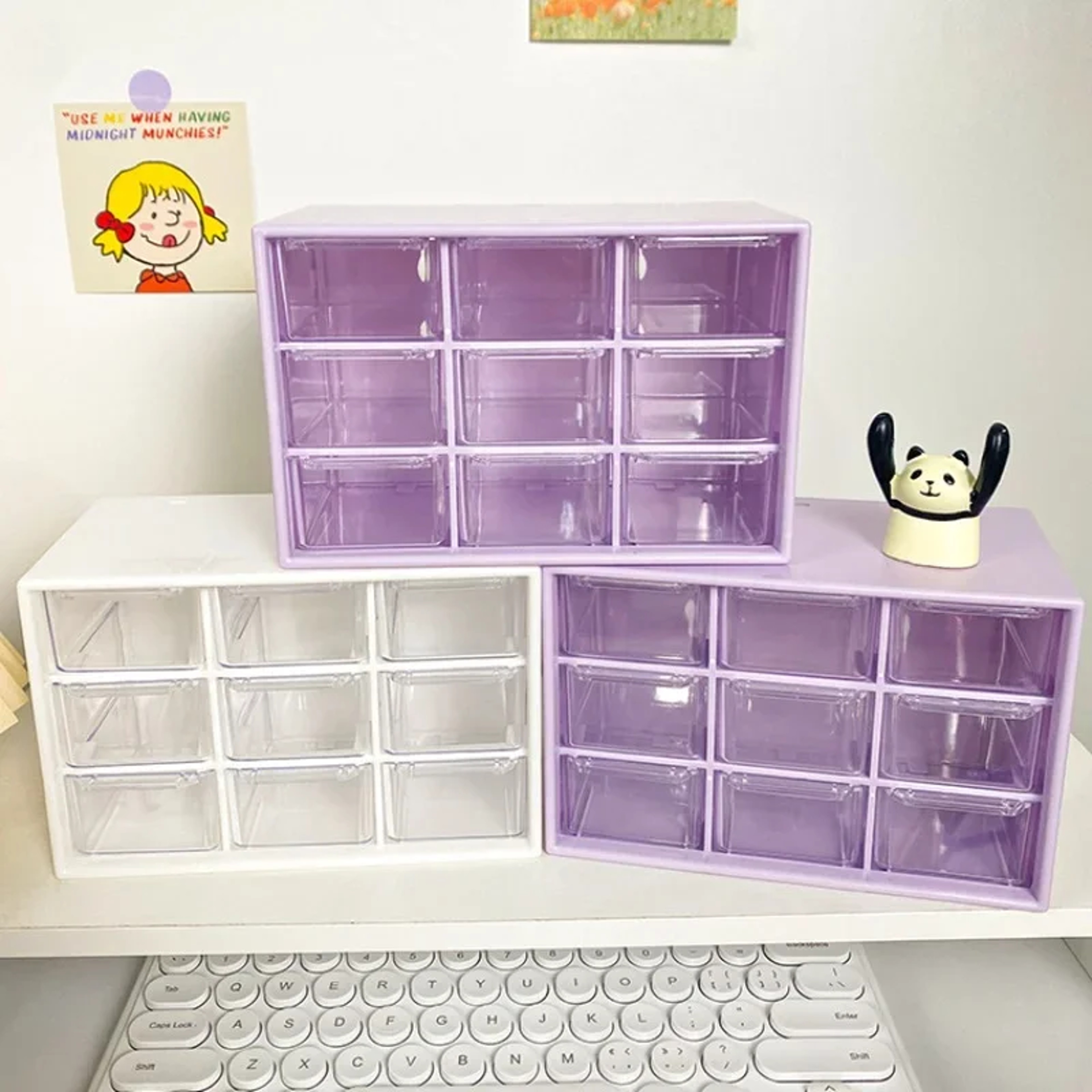 Cute Desktop Storage Boxes Organizer, Transparent Wall-mounted Student Desk Sundries Storage Box – view 3