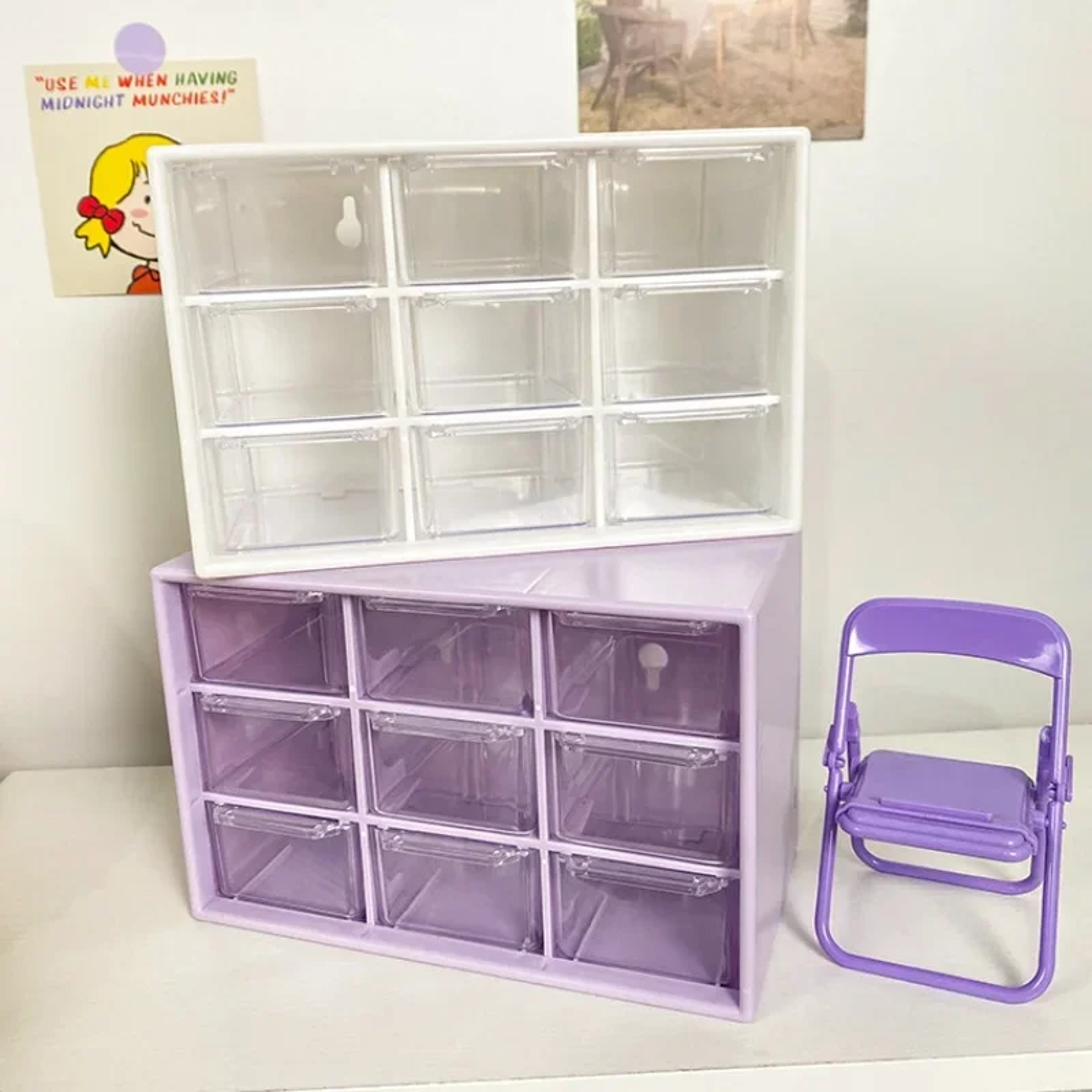 Cute Desktop Storage Boxes Organizer, Transparent Wall-mounted Student Desk Sundries Storage Box – view 5