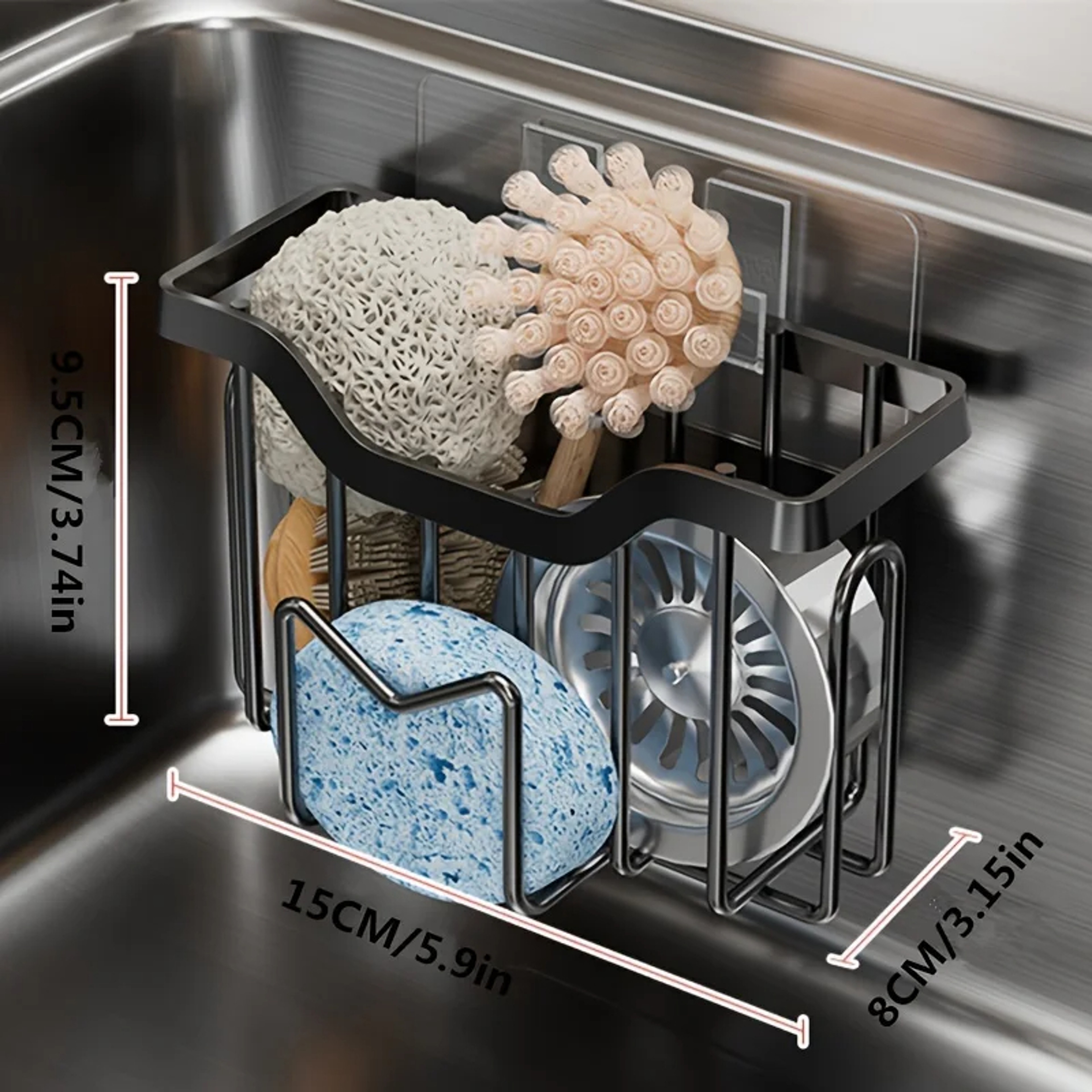 Rustproof Stainless Steel Sink Caddy Kitchen Sink Organizer For Sponge Brush Sponge Holder For Kitc 5