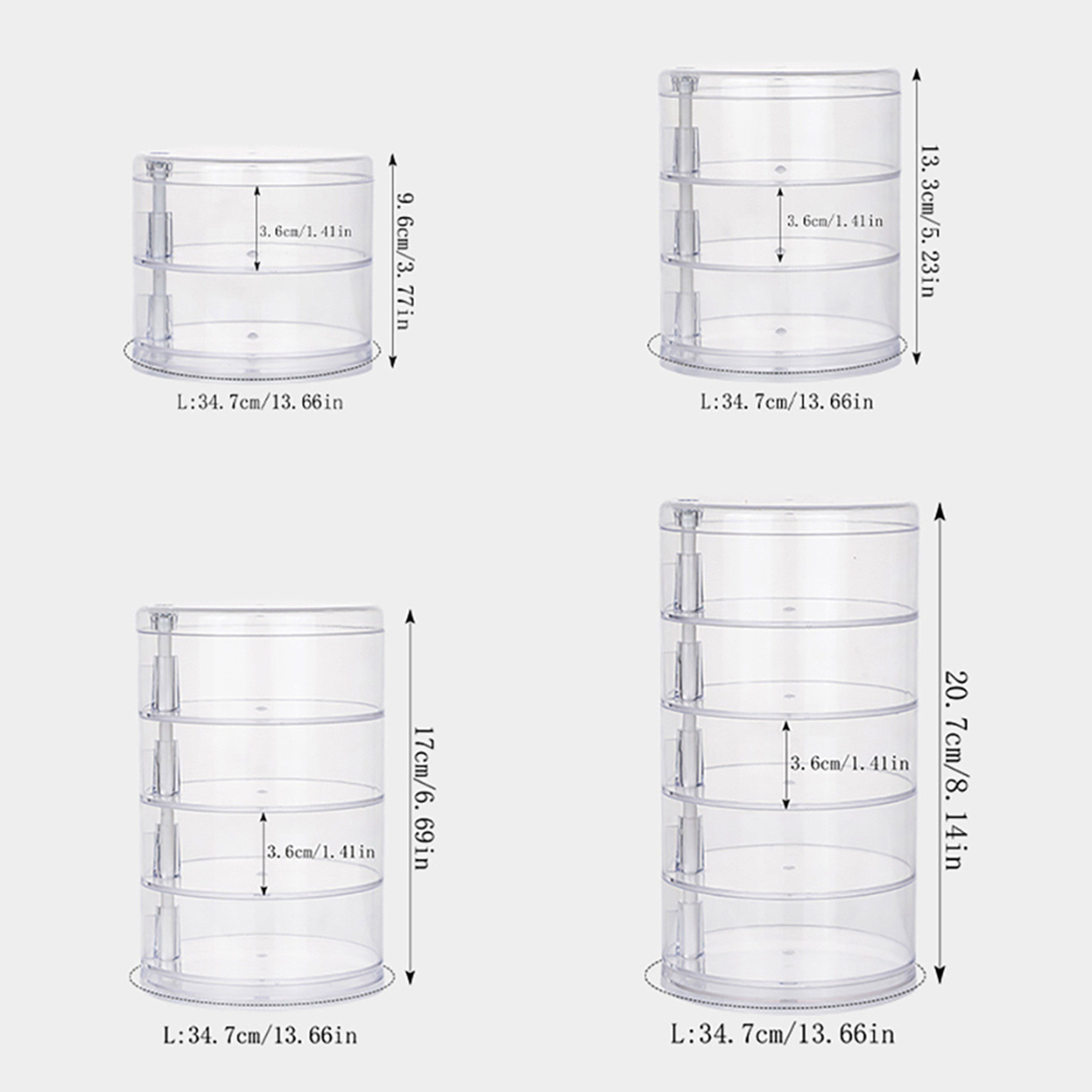 Round Plastic Organizer Box Jewelry Display Rack Rotating Makeup Storage Holder For Bracelets And E 5