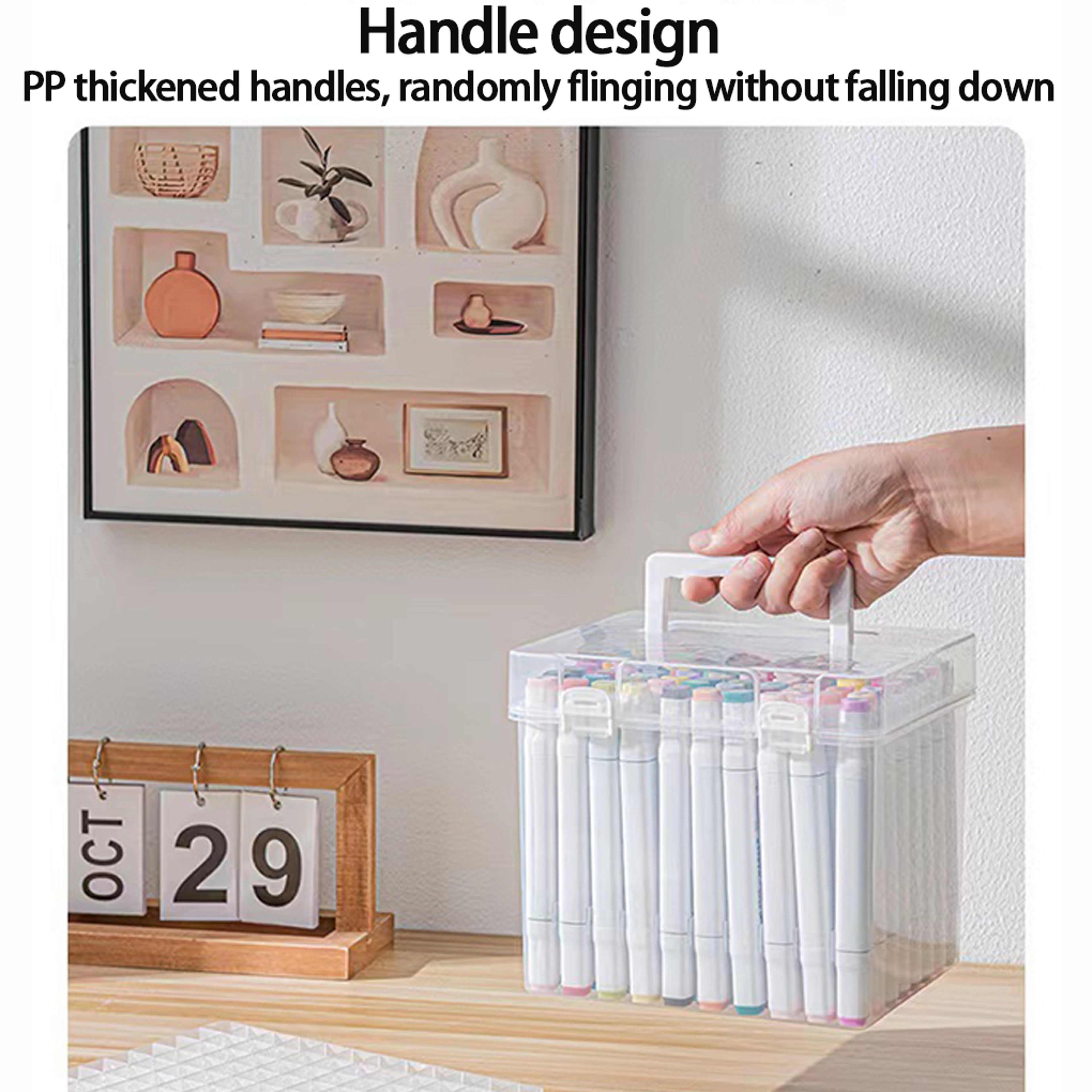 Transparent Waterproof Marker Pen Organizer MultiSlot Handheld Storage Box For Desk And Students 2