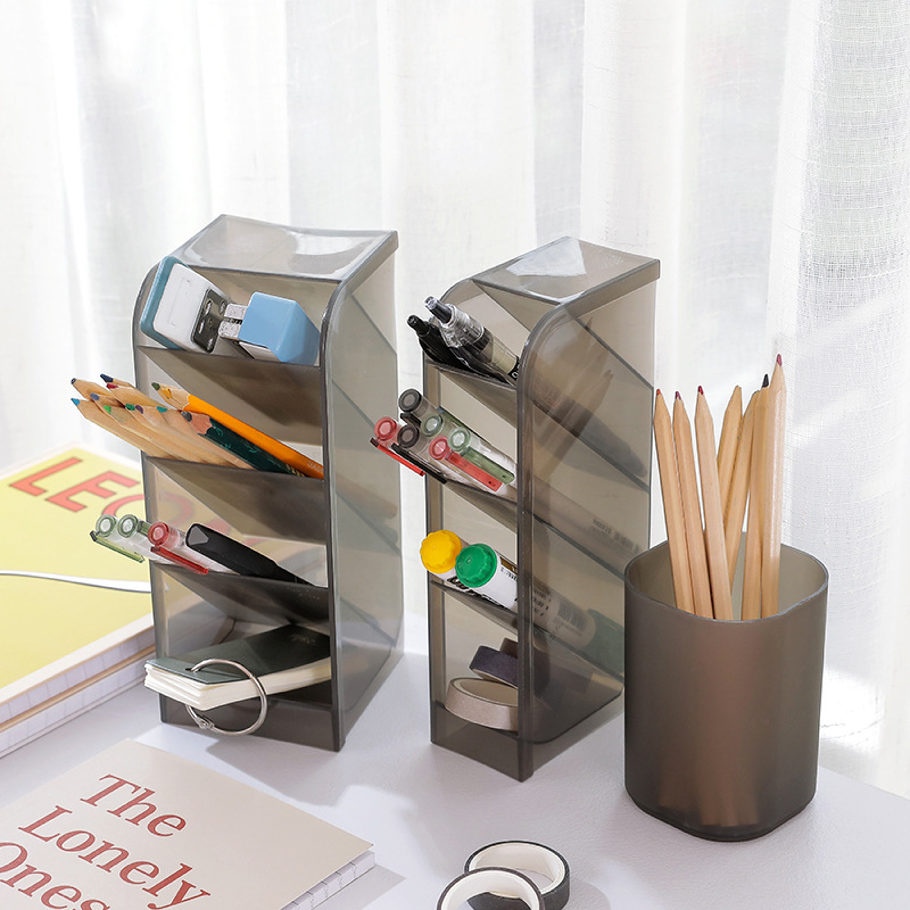 Desktop Organizer Stand Large Capacity Storage Box Pen Holder For Office And School Use 2