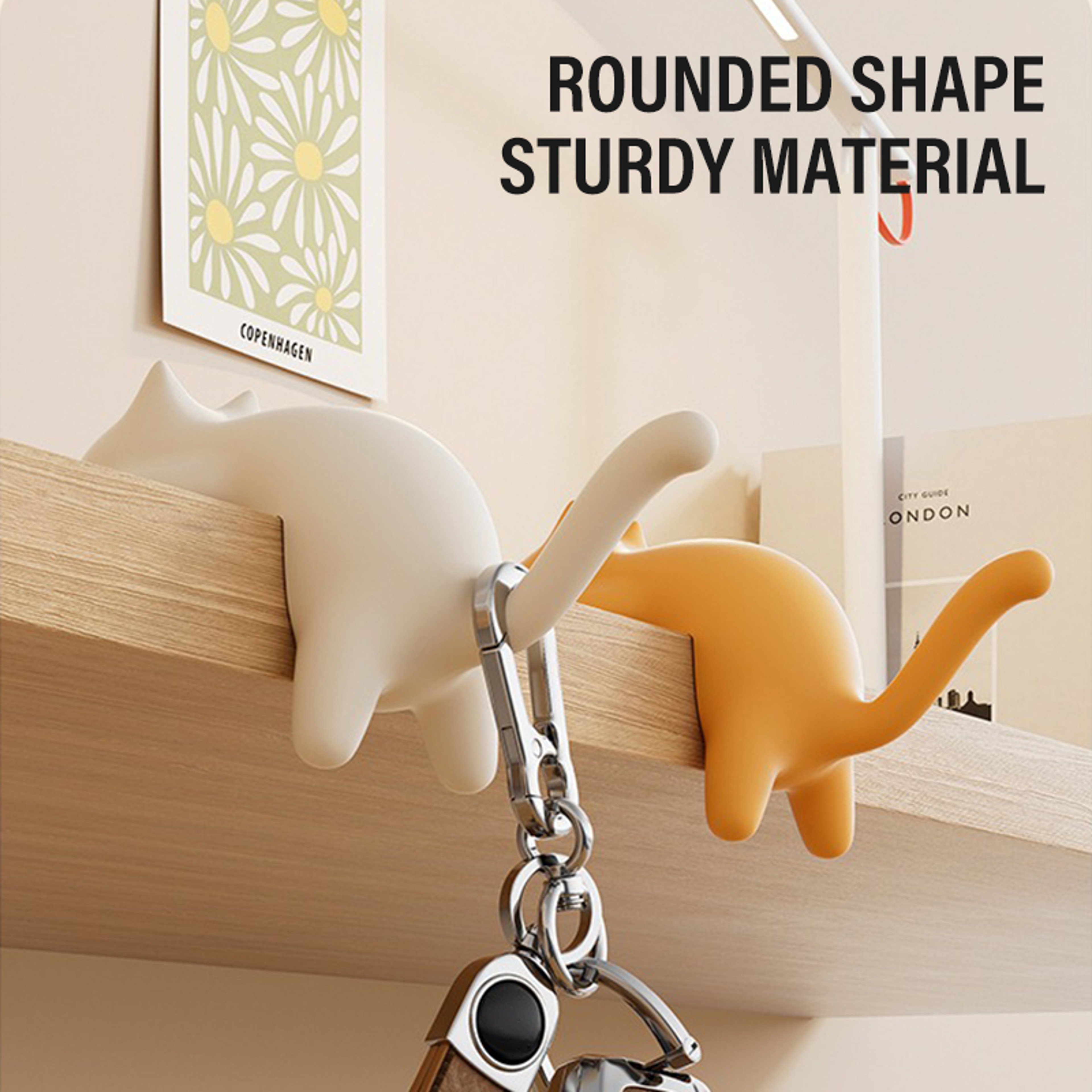 Kawaii Desk Decor, Cat-Shaped Keychain Hook, Creative Bag Storage Holder – view 4