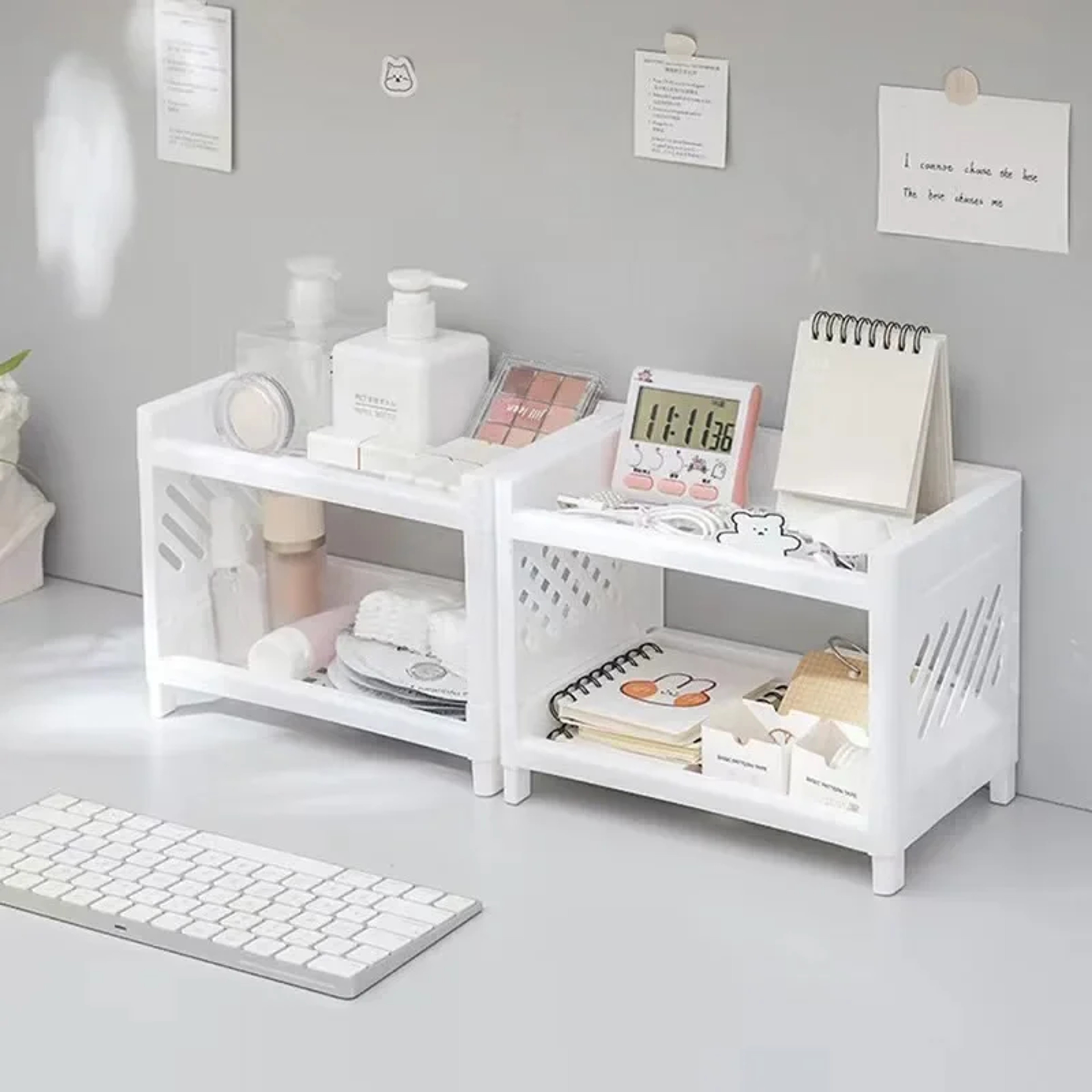 2Tier Office Organizer With Hollow Design Multifunctional Desktop Storage Rack For Stationery 2