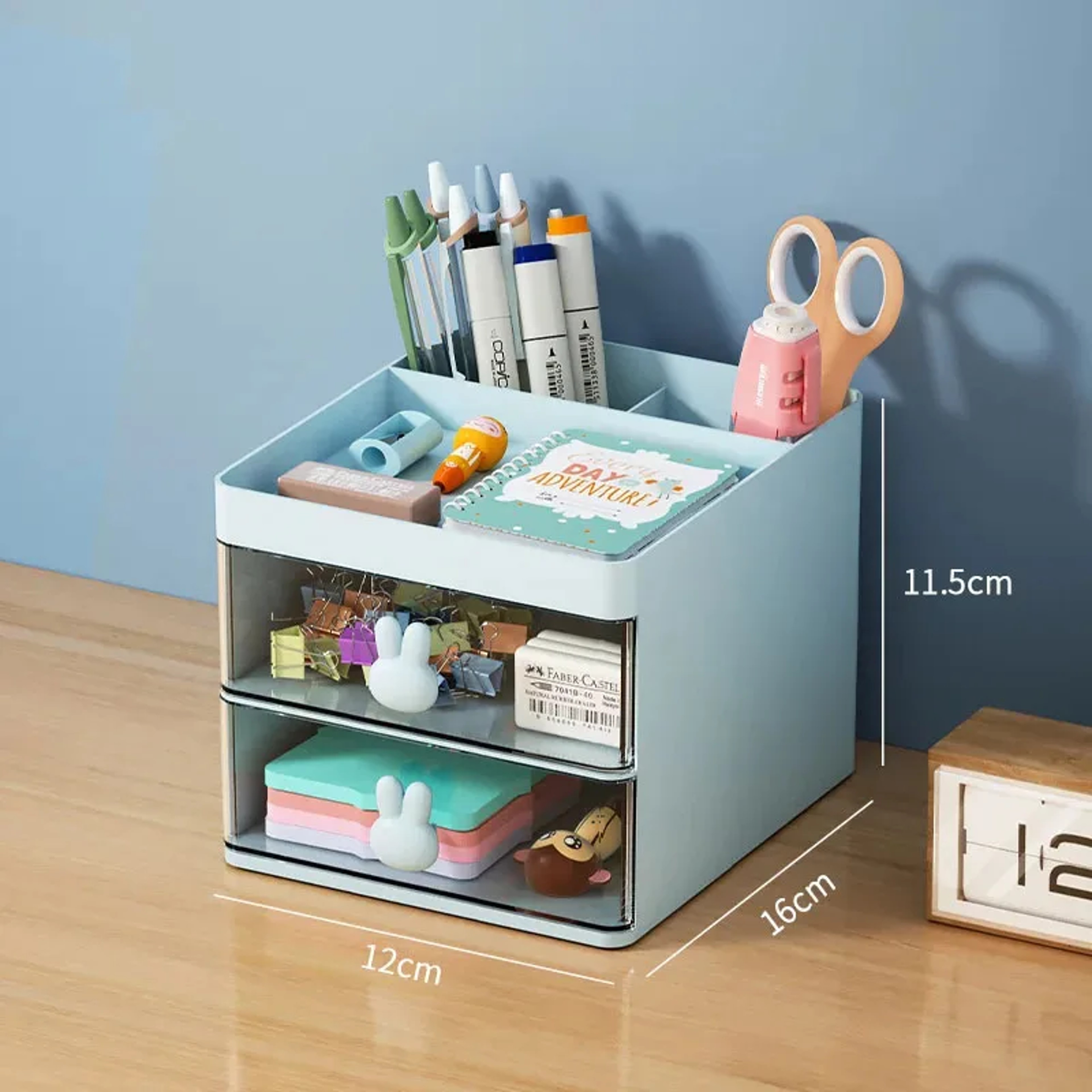 Desk organizer for mobile phones, business cards, stationery, and cosmetics, drawer-style desktop storage box – view 8