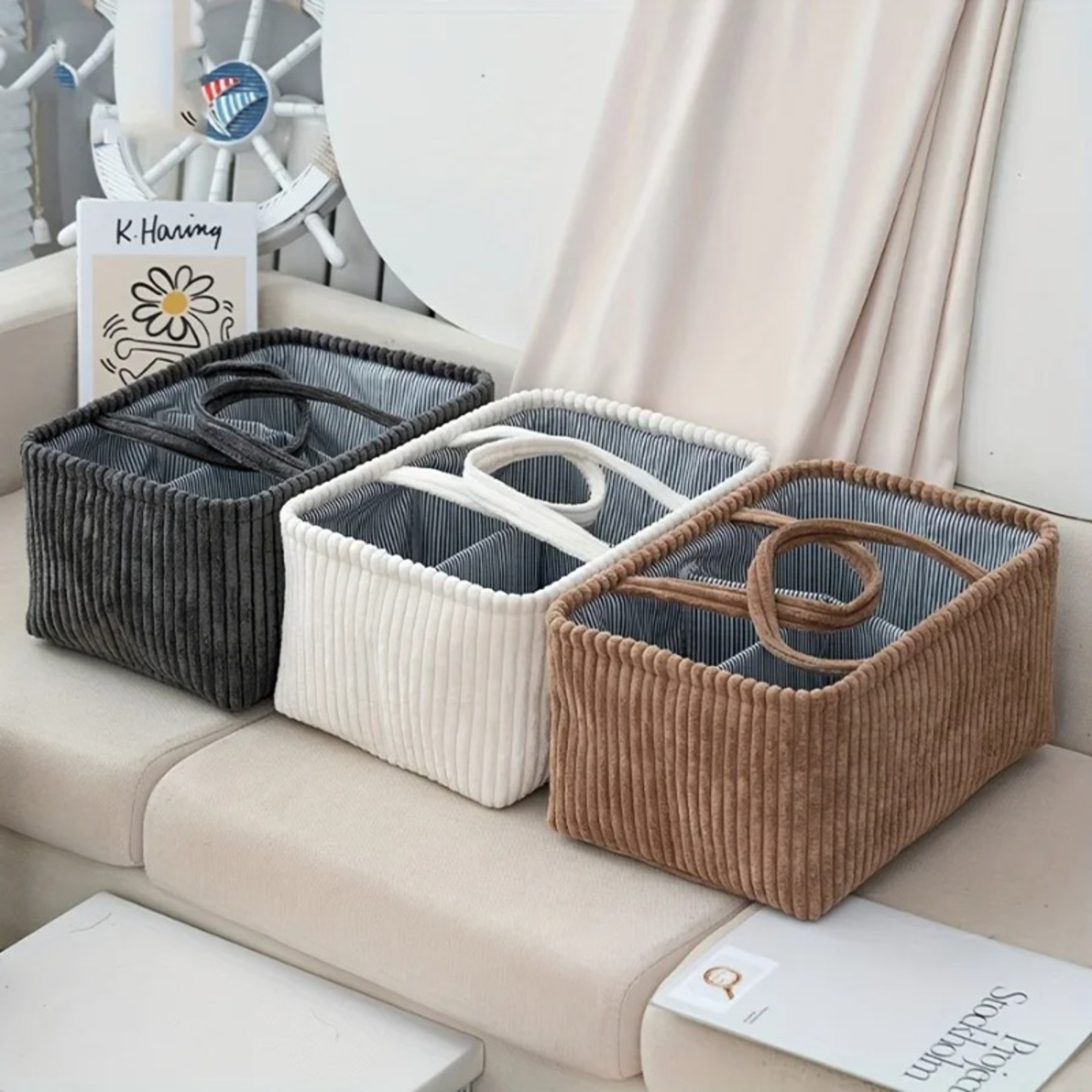 MultiCompartment Organizer For Baby Clothes Toys  Home Decor Large Bohemian Storage Basket 1