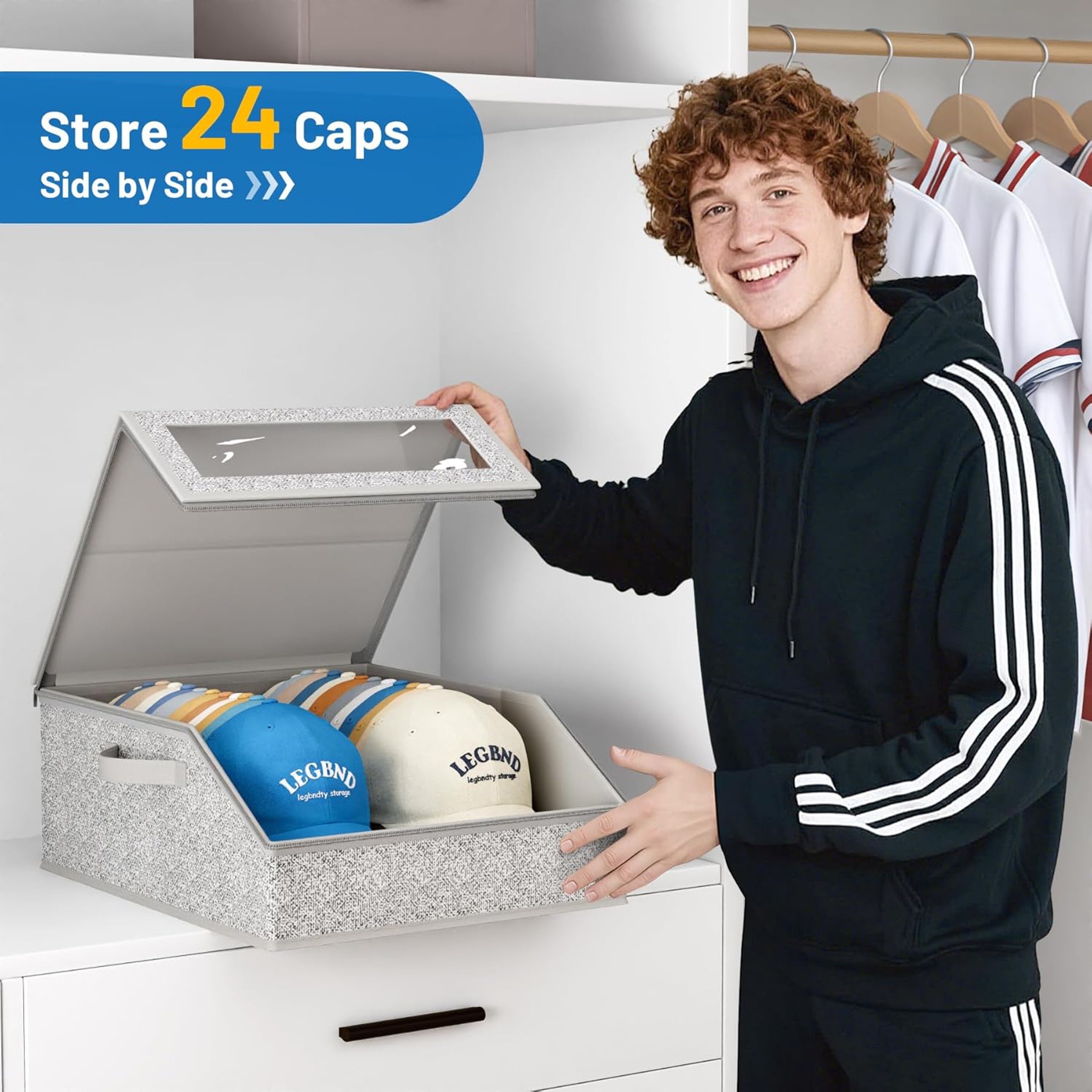 Foldable Zipper Baseball Cap Storage Box Nonwoven Dustproof Hat Organizer Wardrobe Storage Box For  1