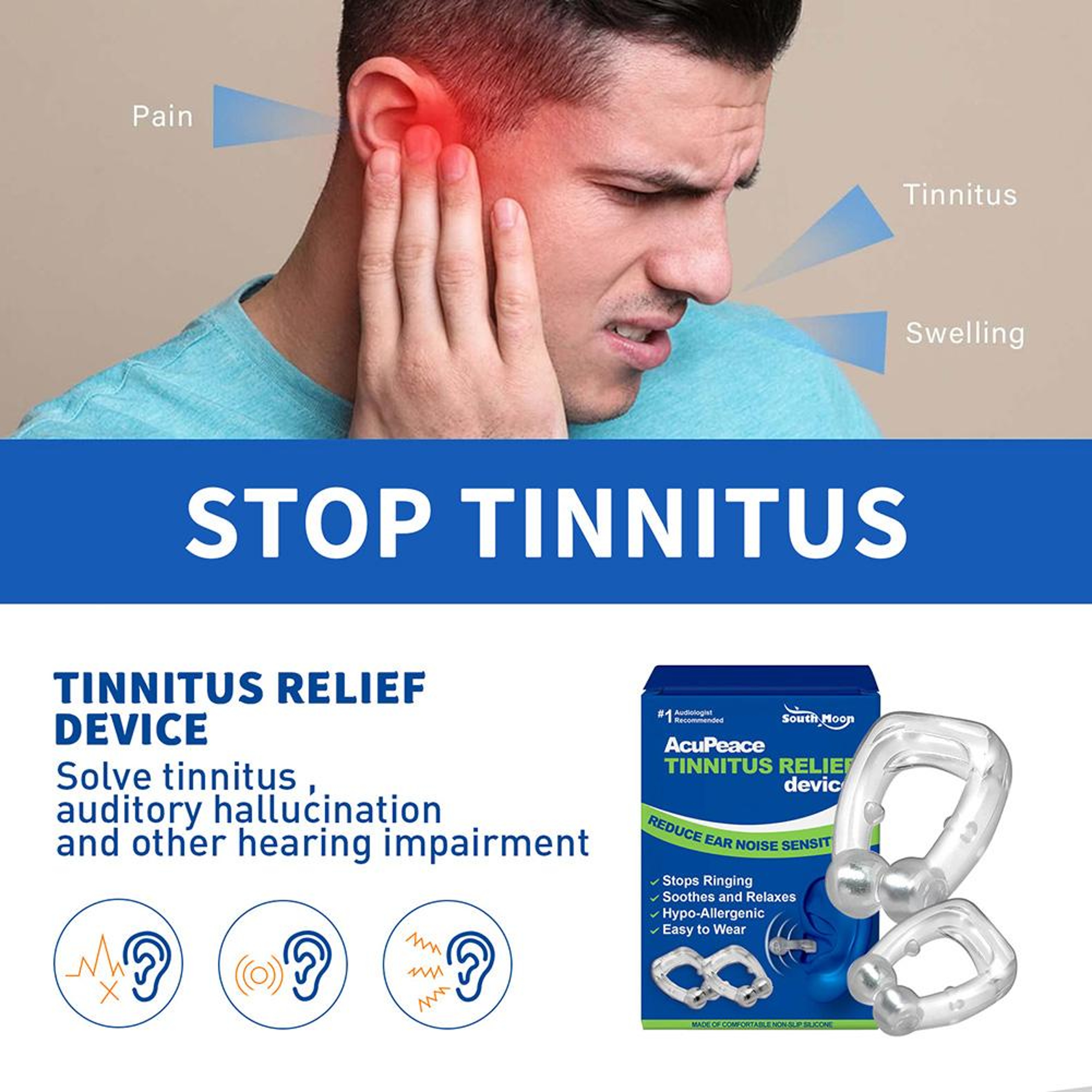 Magnetic Tinnitus Relief Clip For Ear Pressure Treatment And Hearing Discomfort Relief 2