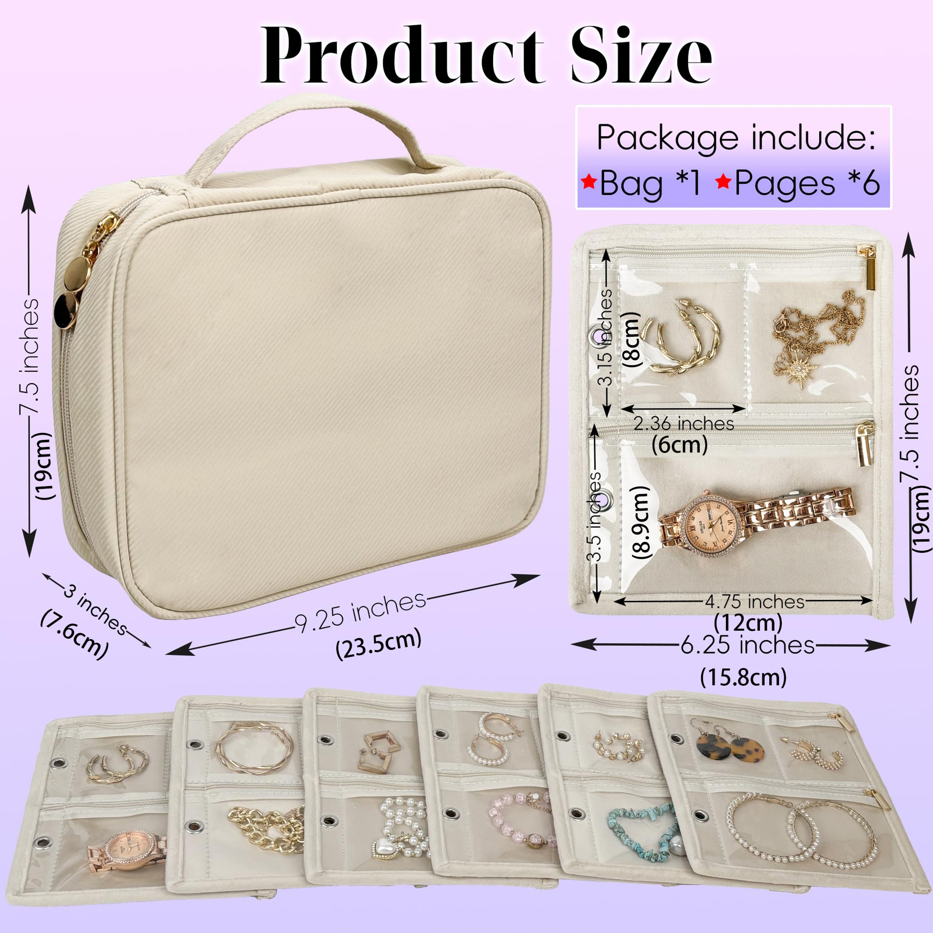 Jewelry Storage Book Binder with Clear Zipper, Travel Jewelry Organizer Case, Velvet Pouch for Traveling Earrings – view 2