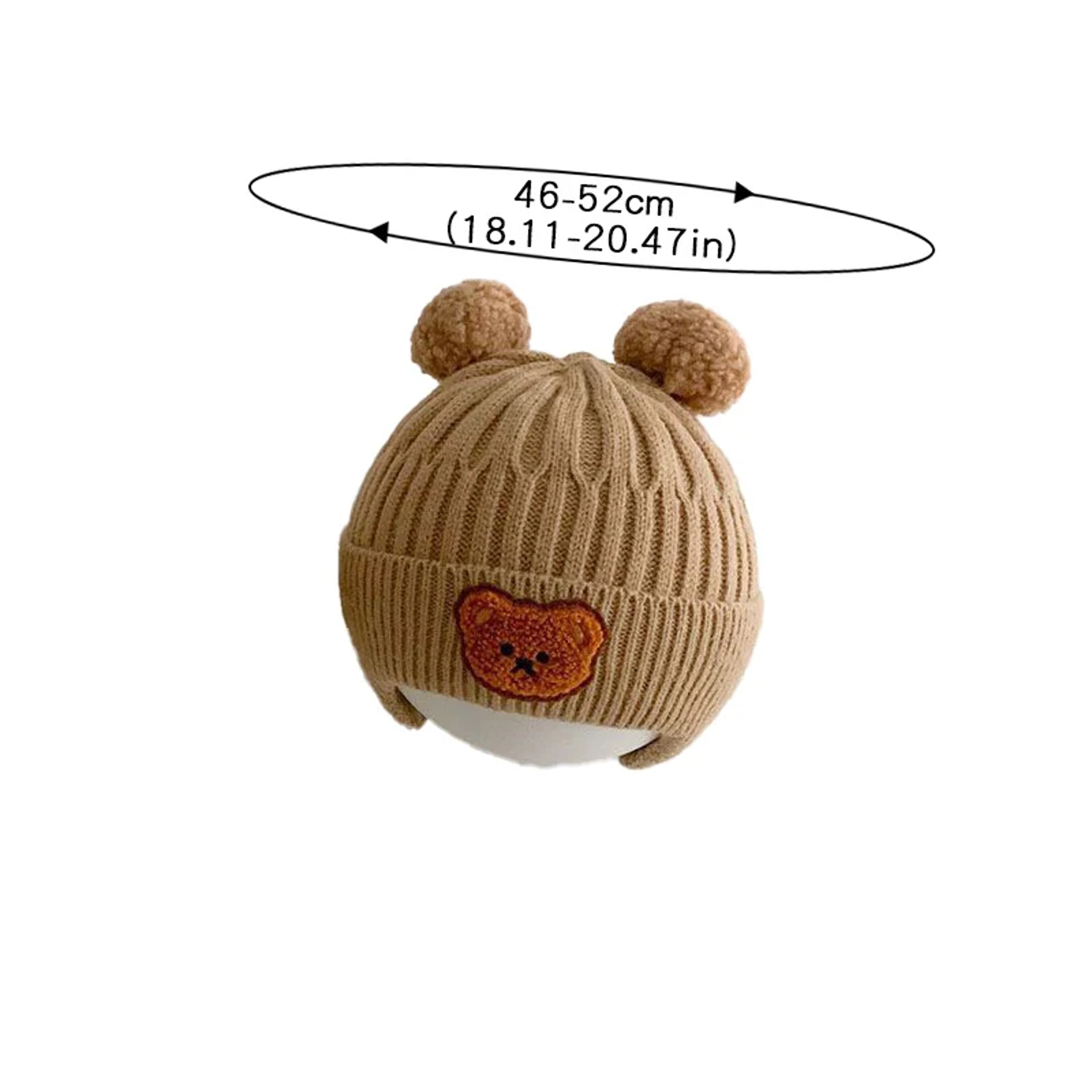 Children Winter Wool Hat with Bear Ears, Thickened Warm Knitted Korean Baby Hat – view 6