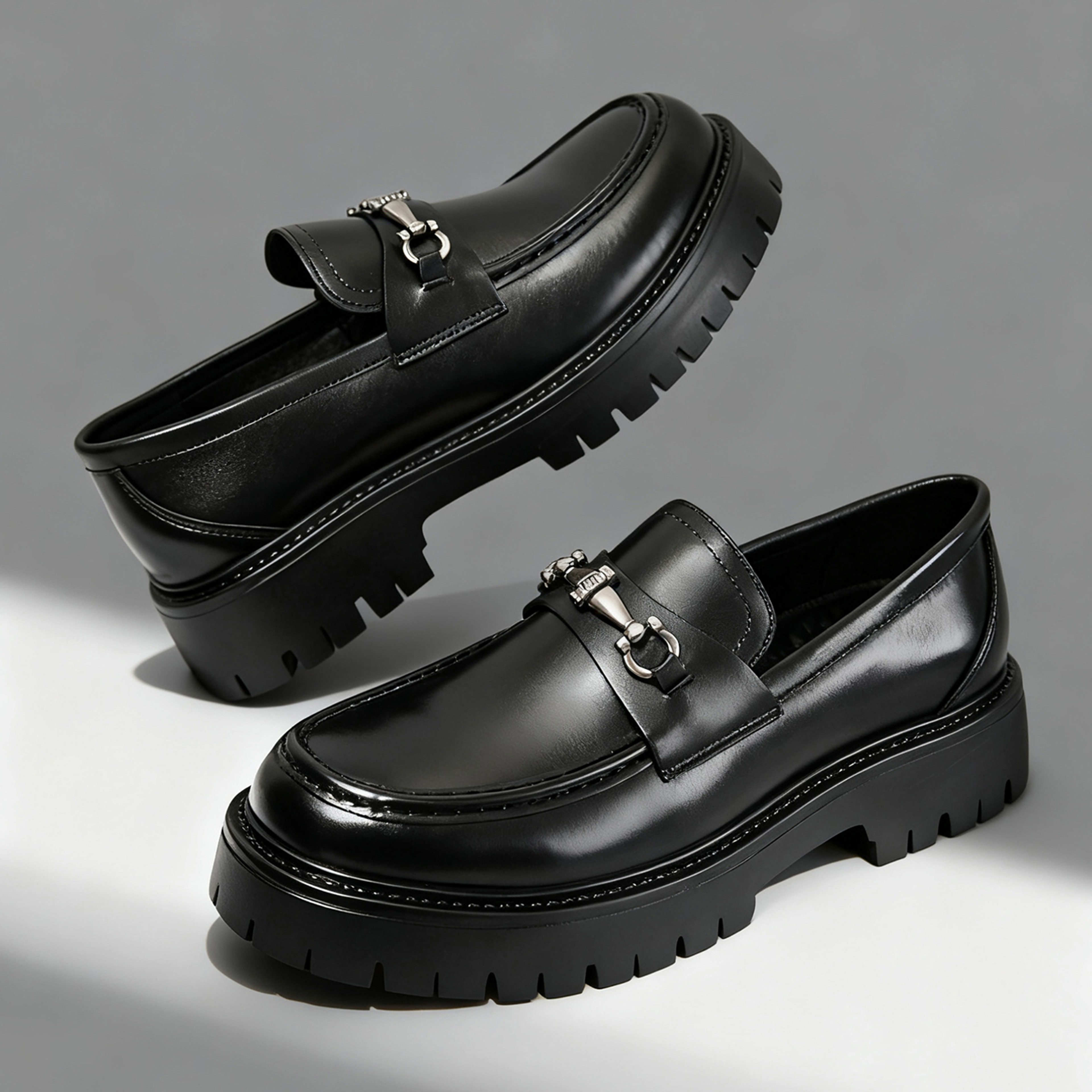 Men's Penny Loafers, Slip-On Business Shoes, Fashion Classic Thick Sole with Metal Buckle – view 3