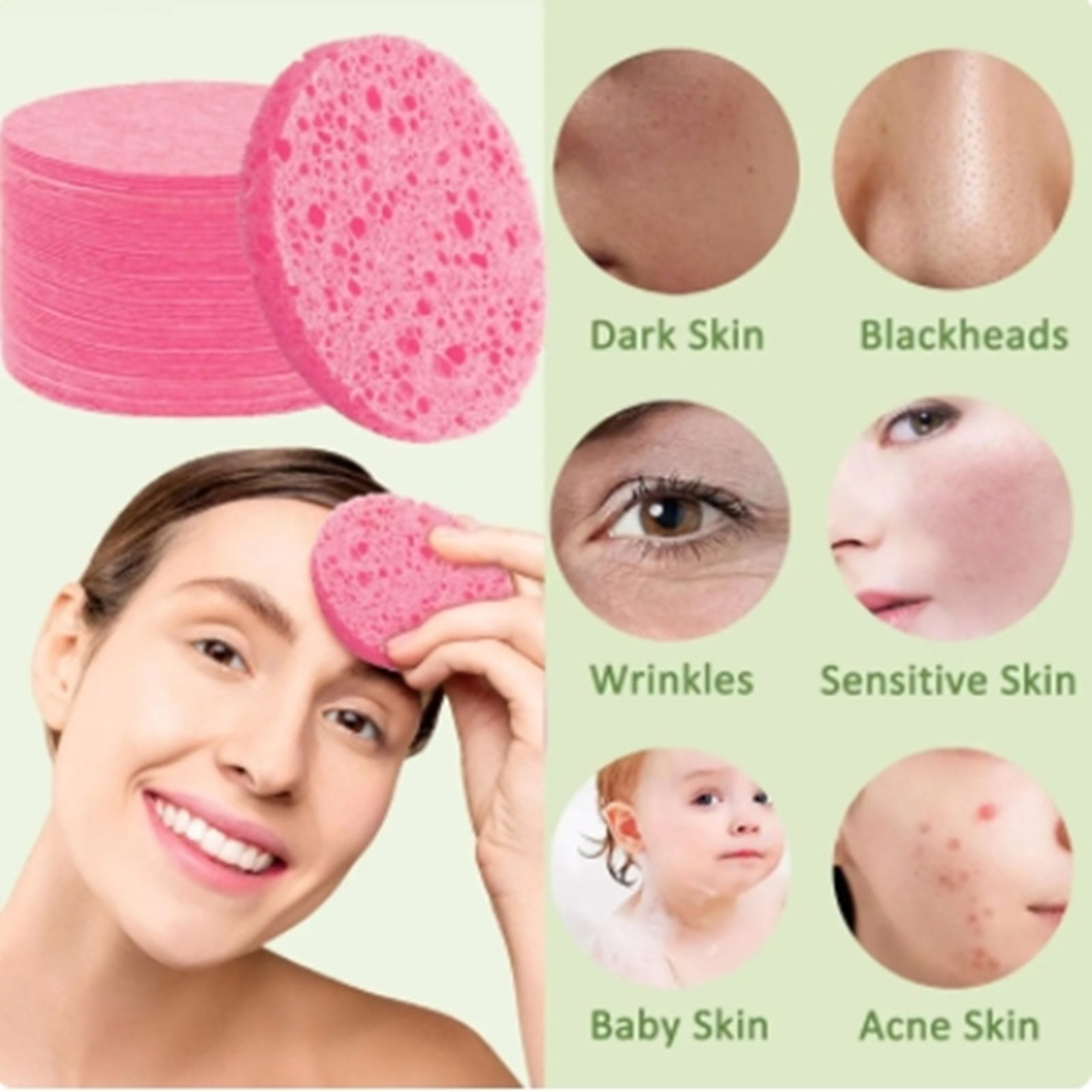 Foaming Face Puff Natural Wood Pulp Face Wash Puff Cleansing Sponge 4