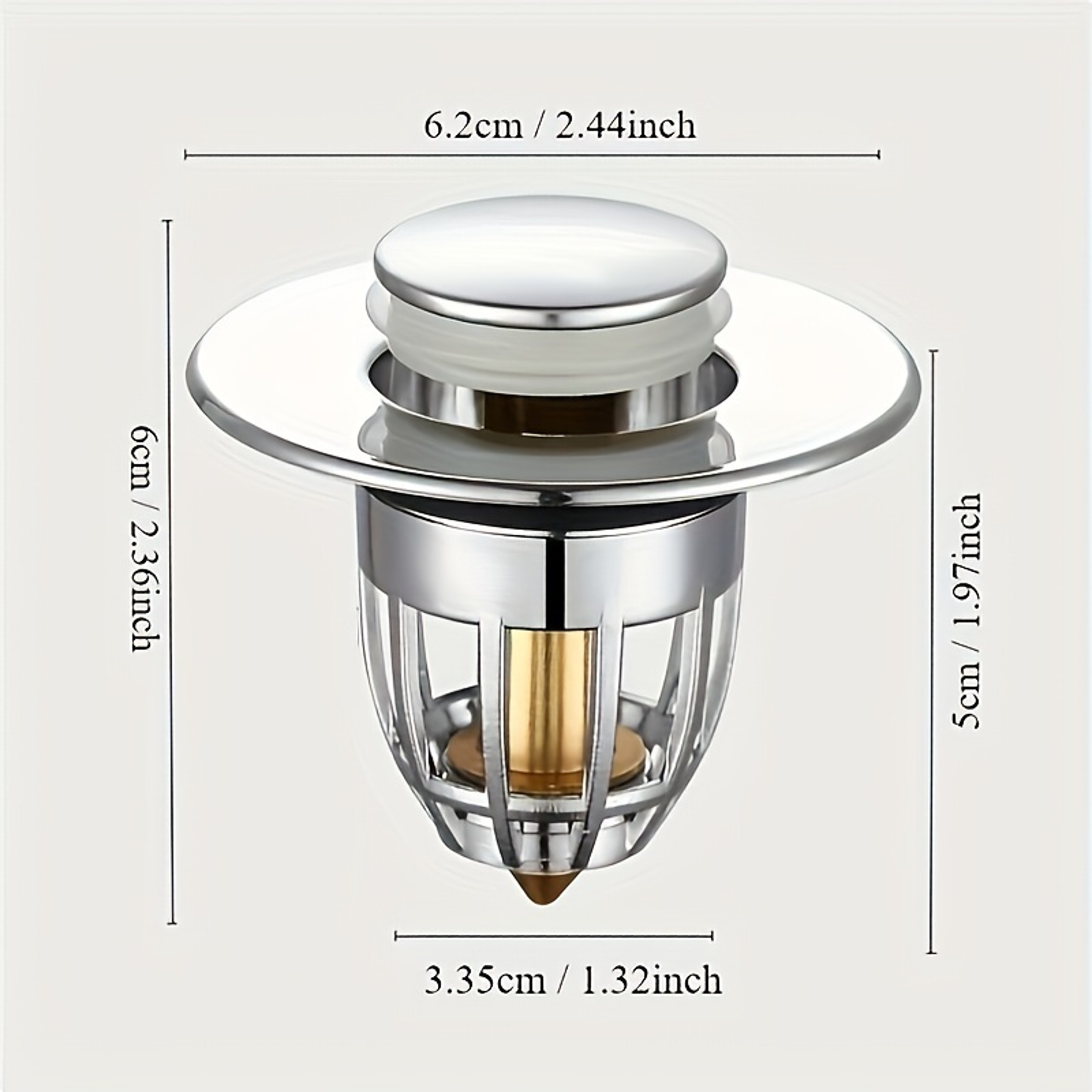 Basin Popup Chrome Sink Filter Universal Rebound Drain Plug With Hair Catcher Stopper 1