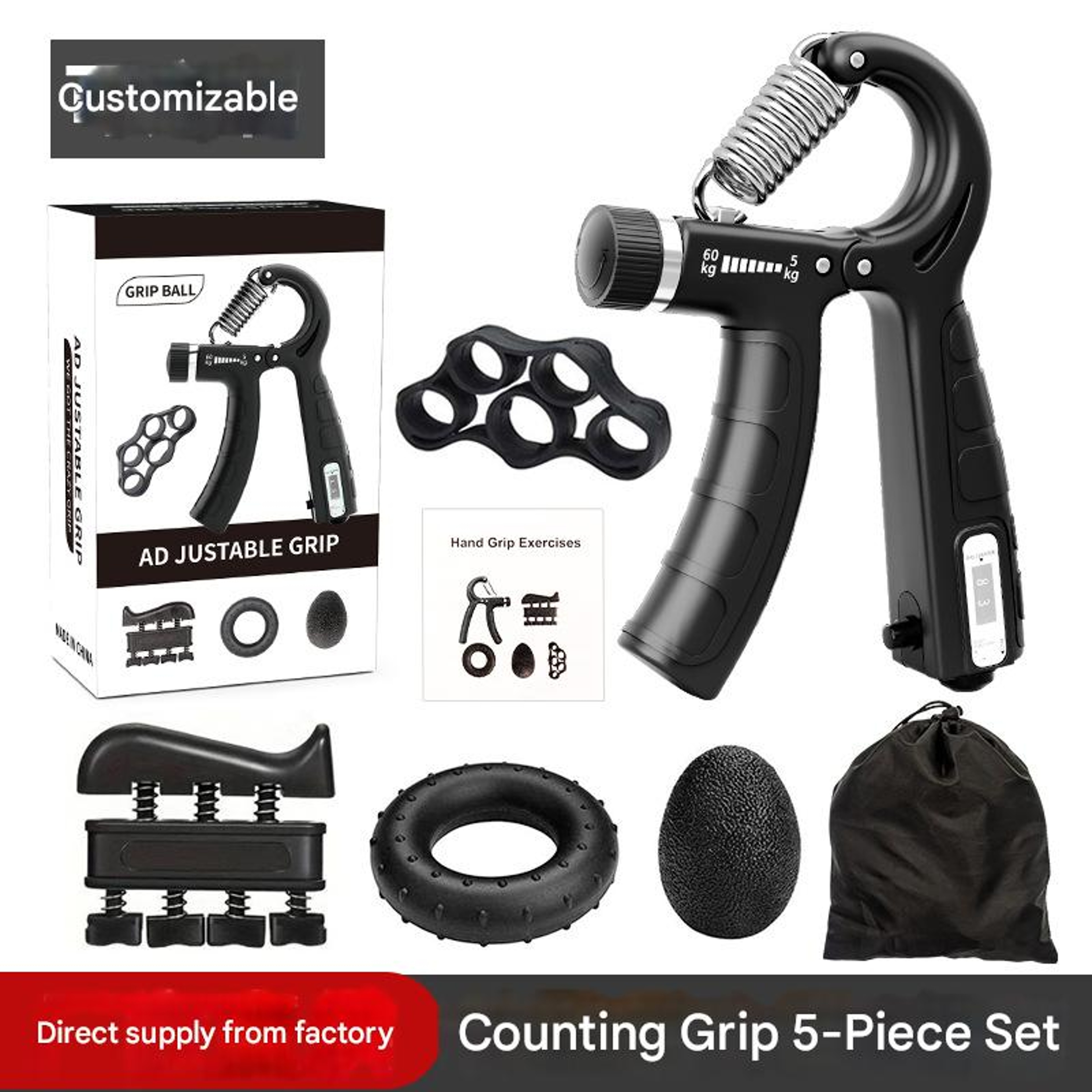 Finger Trainer Set Grip Strength Enhancer Hand Grip Trainer Muscle Ring Stretcher 1