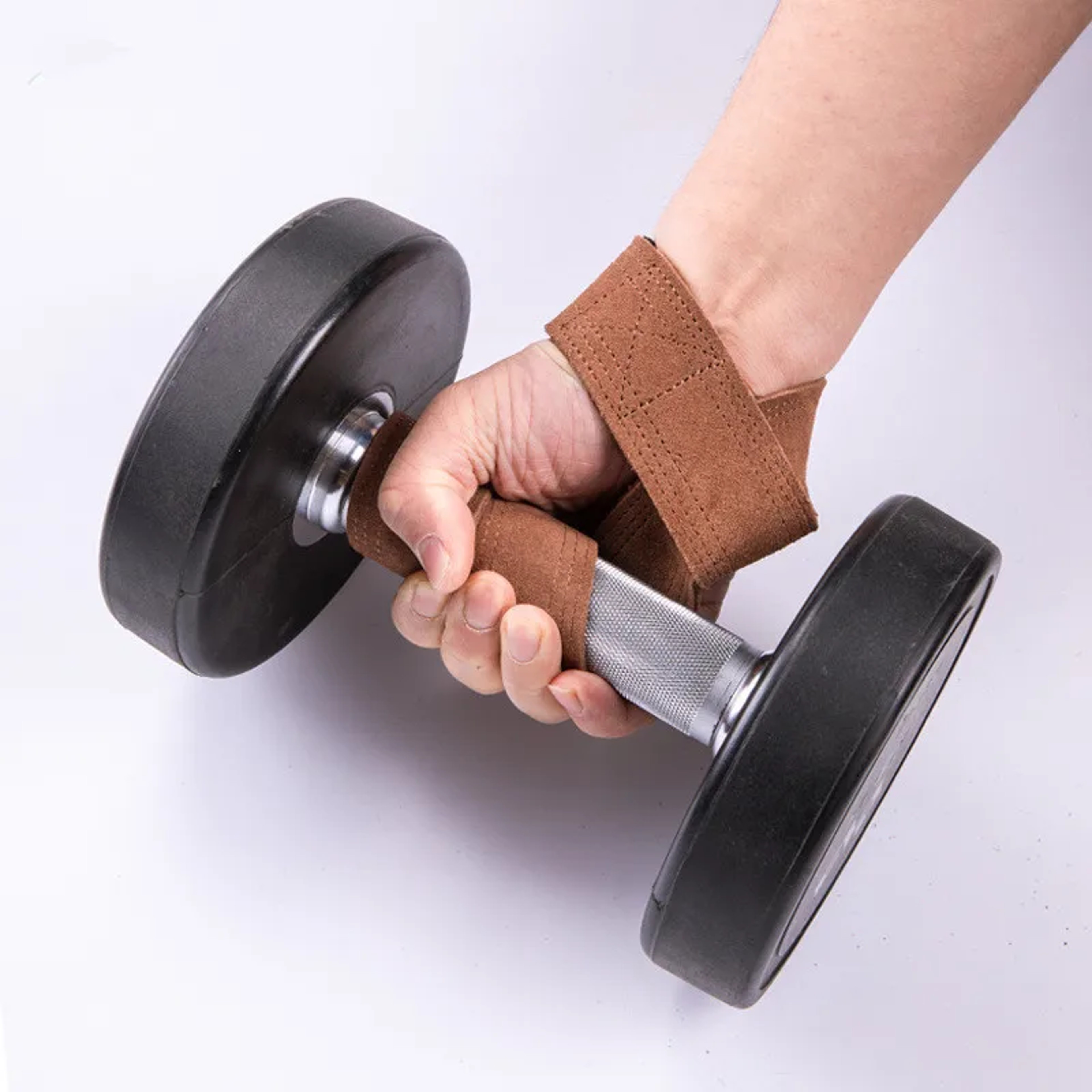 Leather Weight Lifting Wrist Straps, Non-Slip Grip Gym Training – view 2