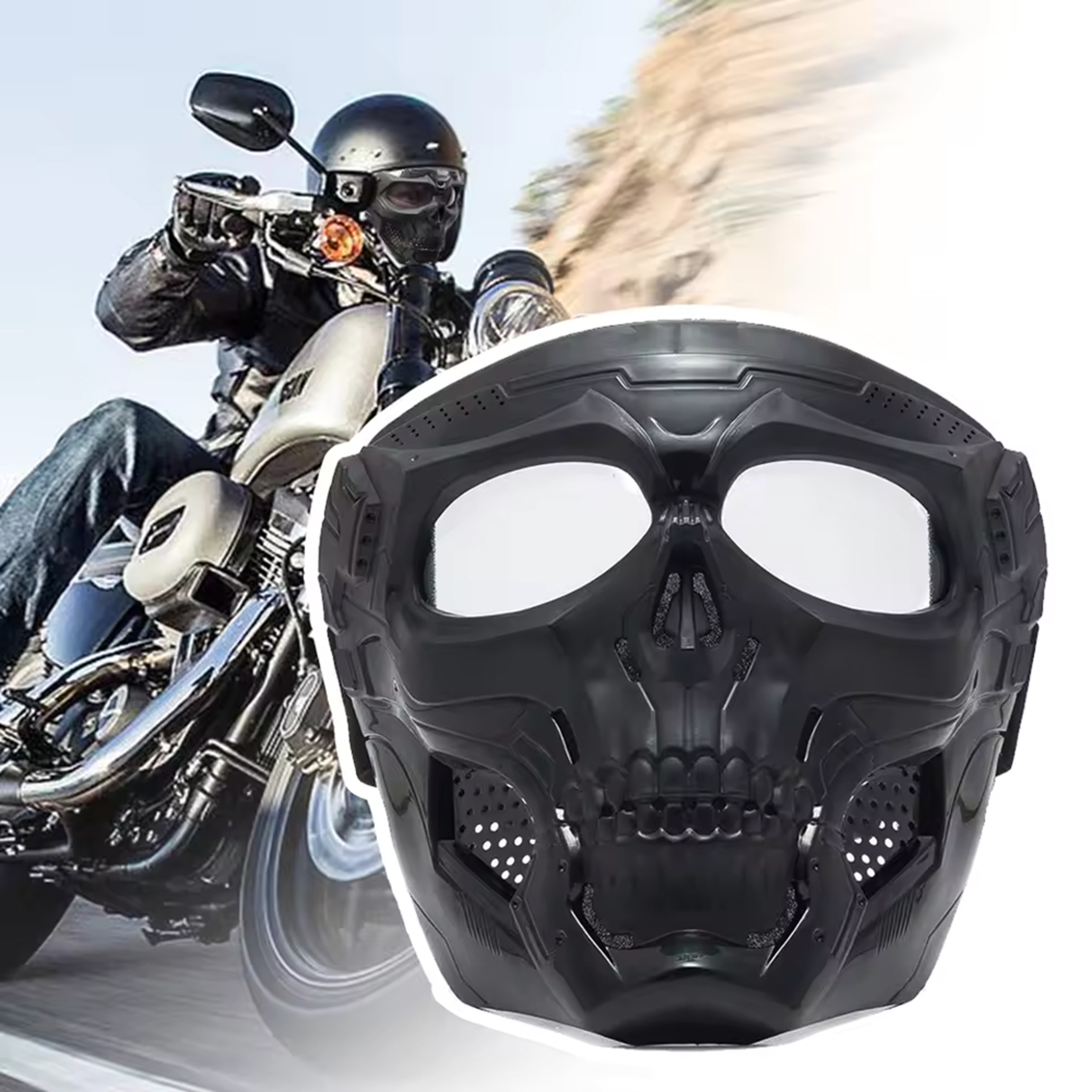 Windproof Tactical Mask Halloween Props Motorcycle Skull Mask 0