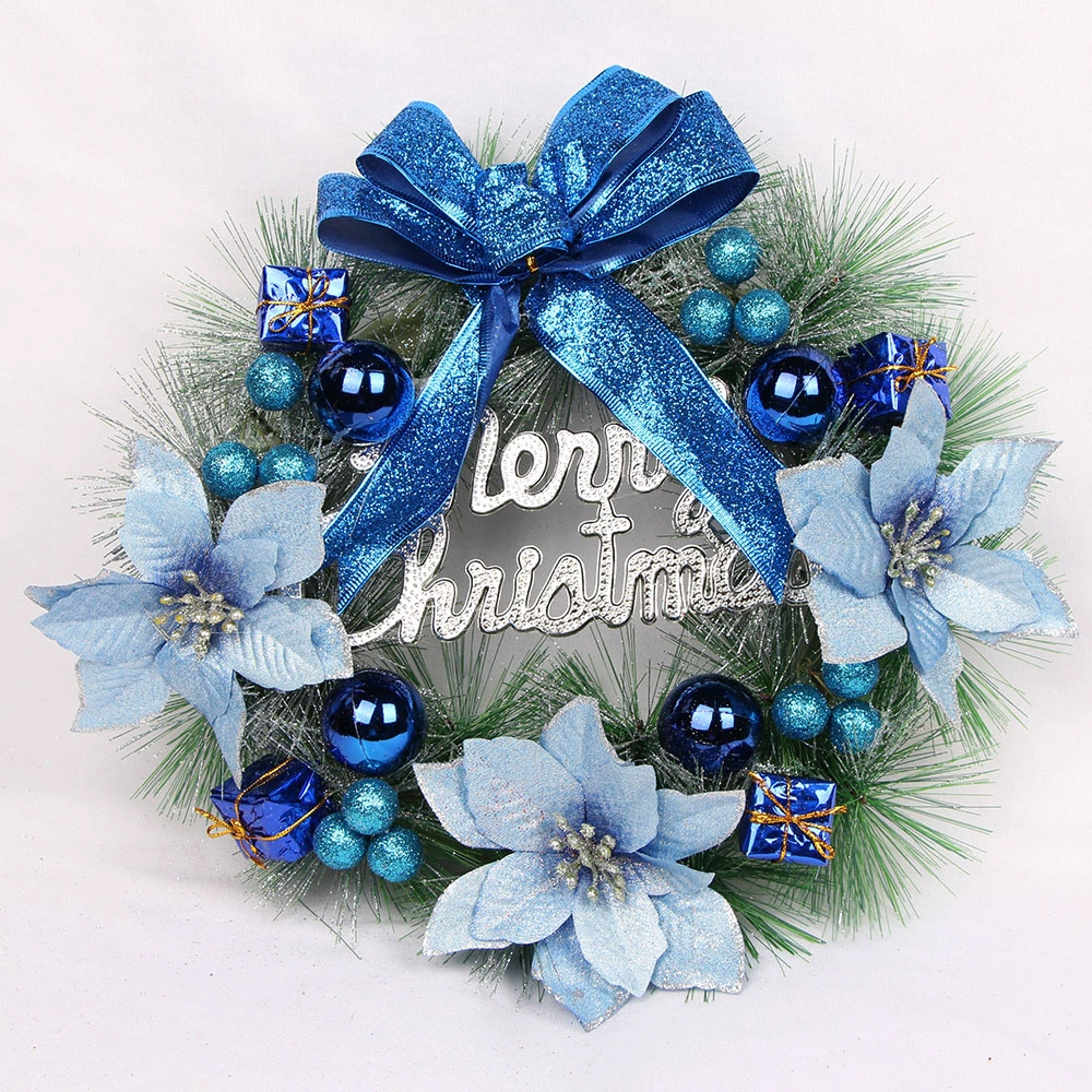 Pink Artificial Christmas Pine Wreath Pendant for Home, Party and Window Decoration – view 8