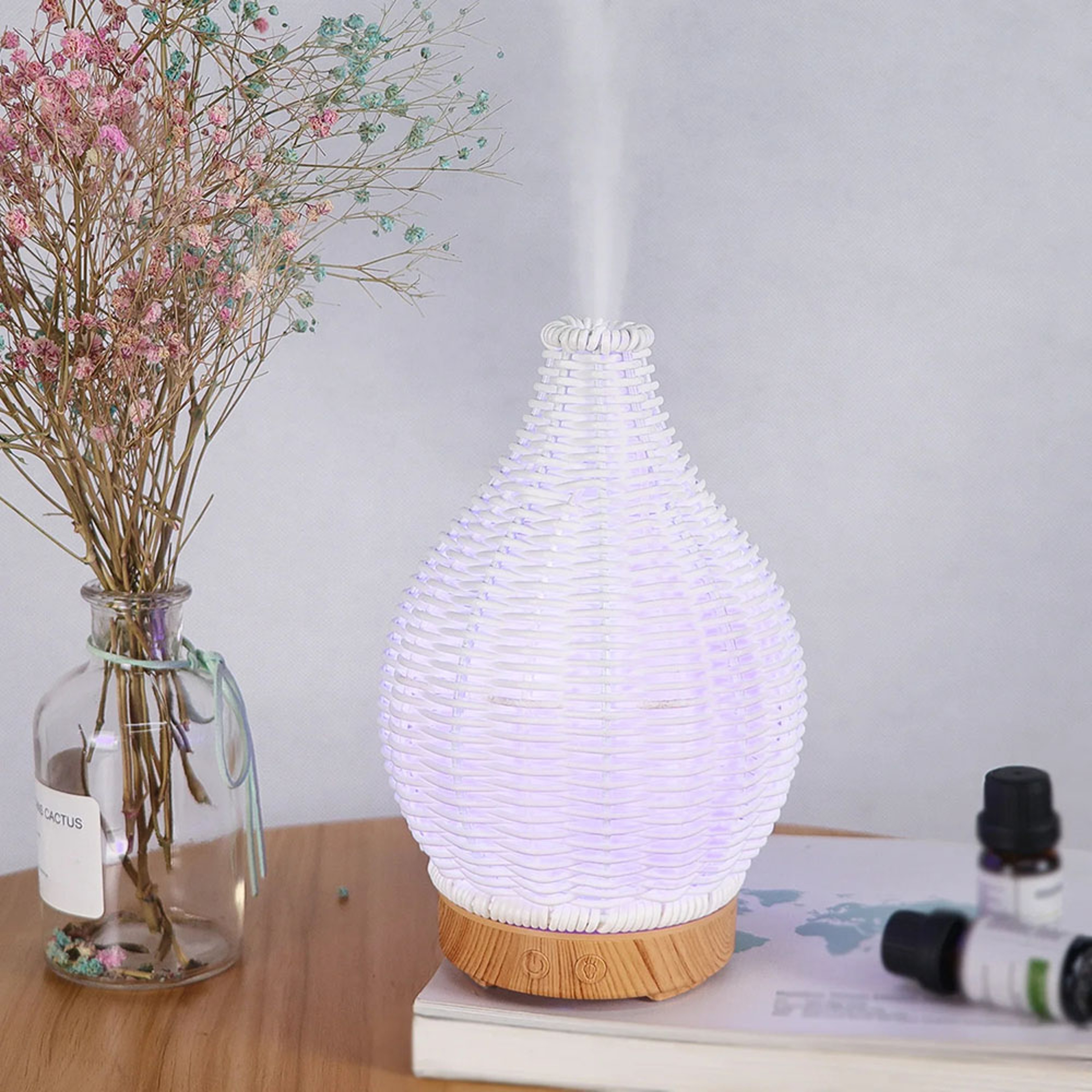 Aromatherapy Wood Weave Vase Humidifier Ultrasonic Household Air Humidifier Colorful Mute Spray 2