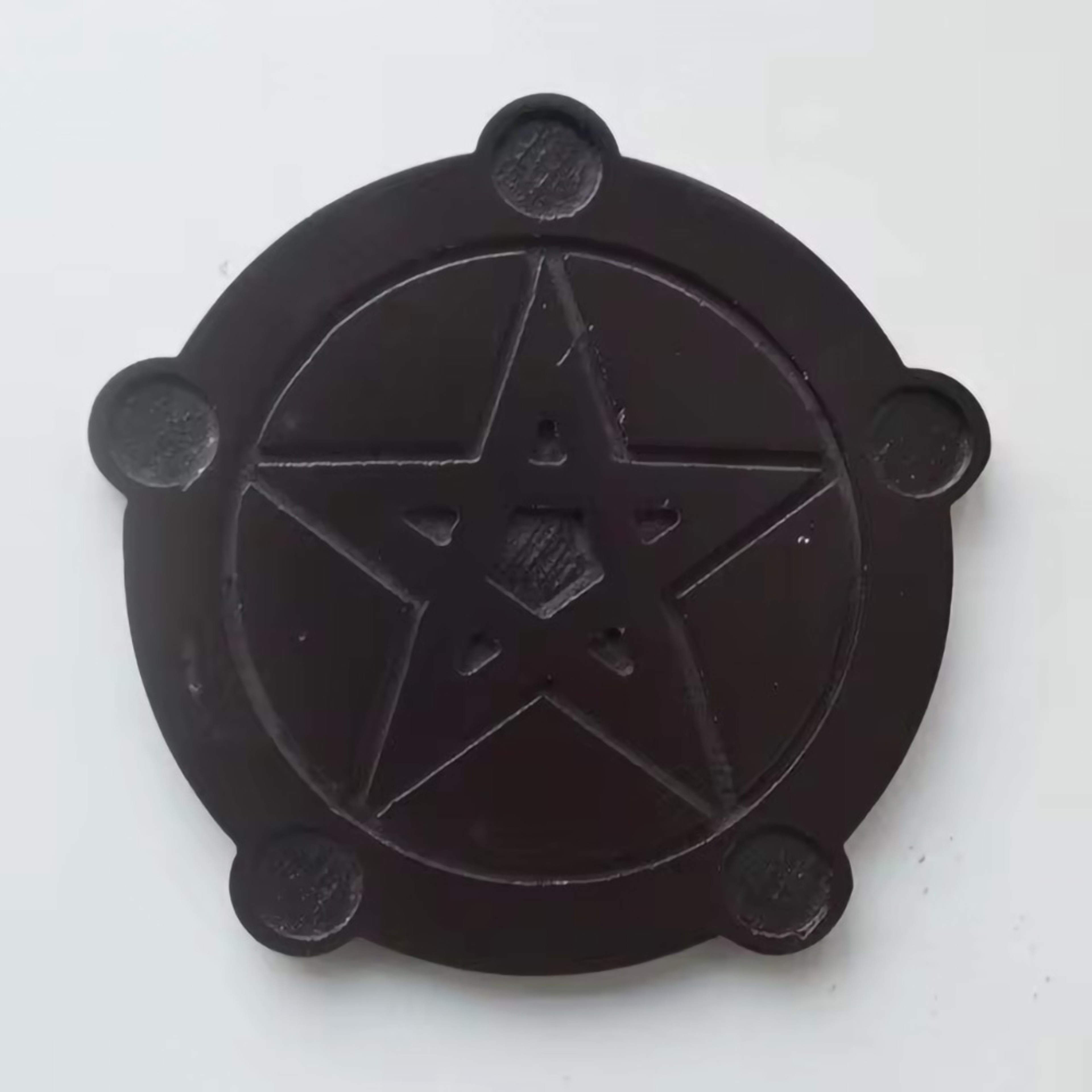 Wooden Pentagram Candlestick Holders, Pentacle Ritual Plate, Altar Candle Holders for Wicca Ceremony – view 3