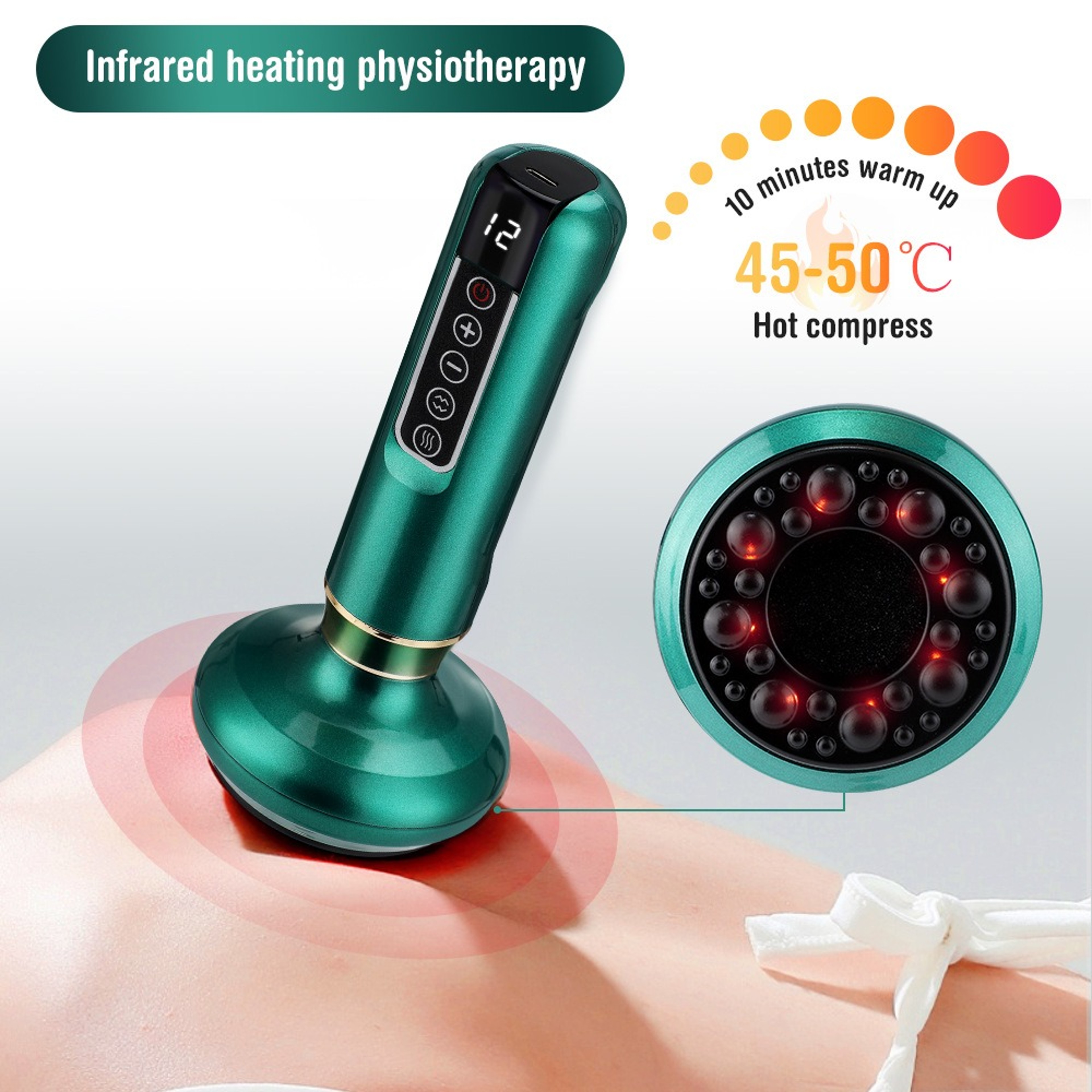 Rechargeable Cupping Device, Smart Vacuum Massage Handheld Cellulite Massager, Infrared Red Light – view 2