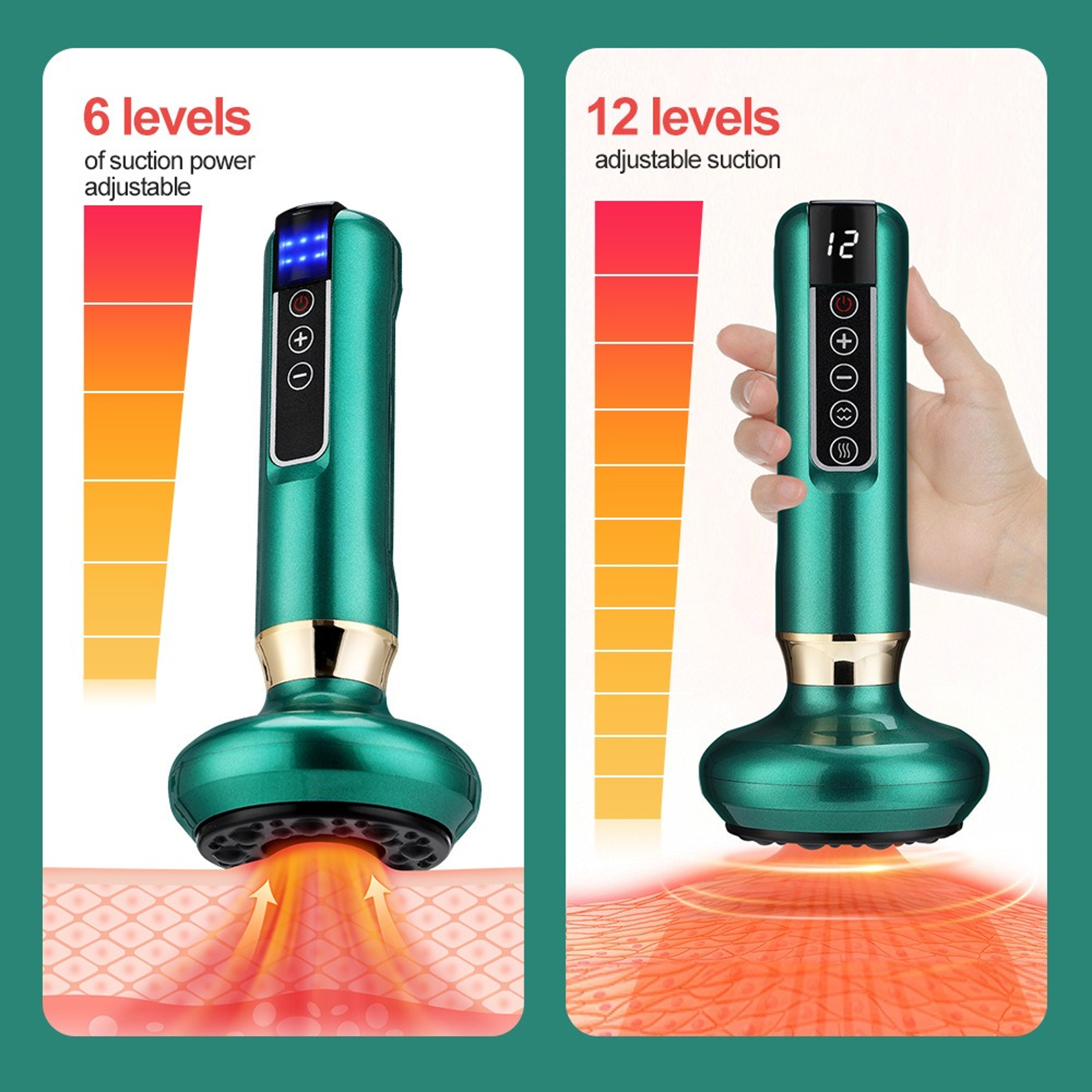 Rechargeable Cupping Device, Smart Vacuum Massage Handheld Cellulite Massager, Infrared Red Light – view 3