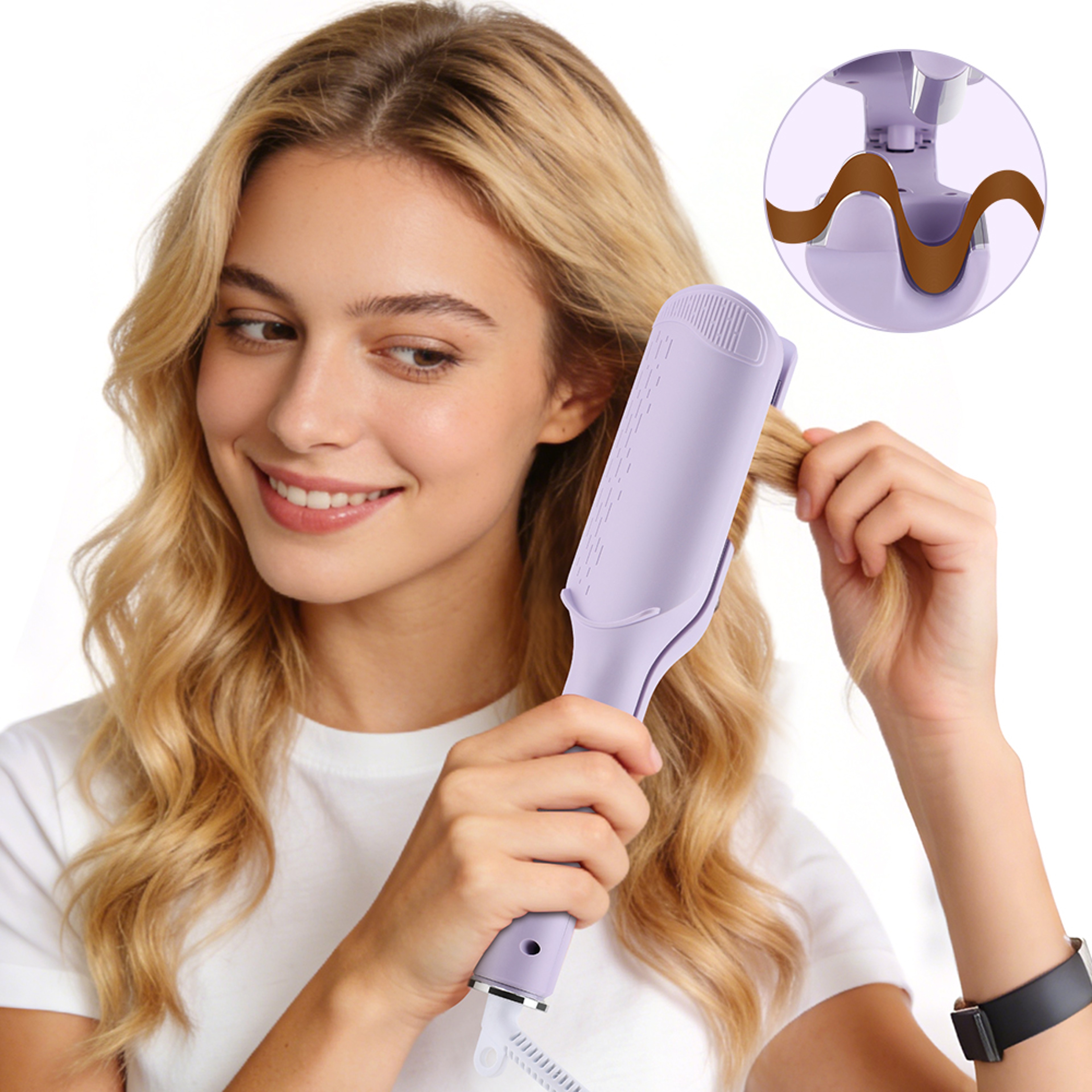 Electric Hair Curler Tool, Egg Roll Lasting Styling, Deep Wave Curling Iron, 4 Adjustable Temperatures, Fast Heating – view 2