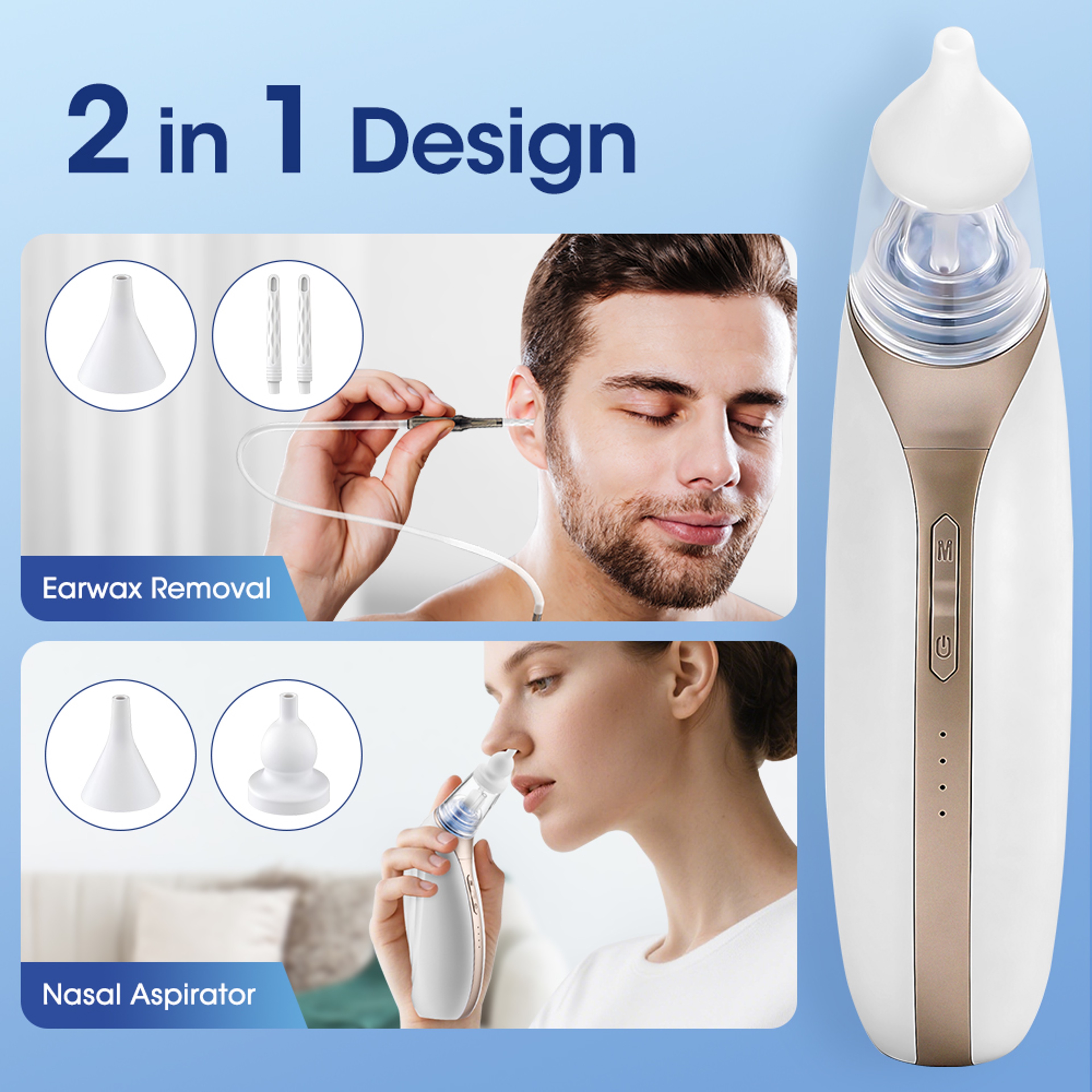 Strong Vacuum Suction Earwax Nasal Aspirator, 2 In 1 Electric Ear Wax Remover, Ear Cleaner – view 2