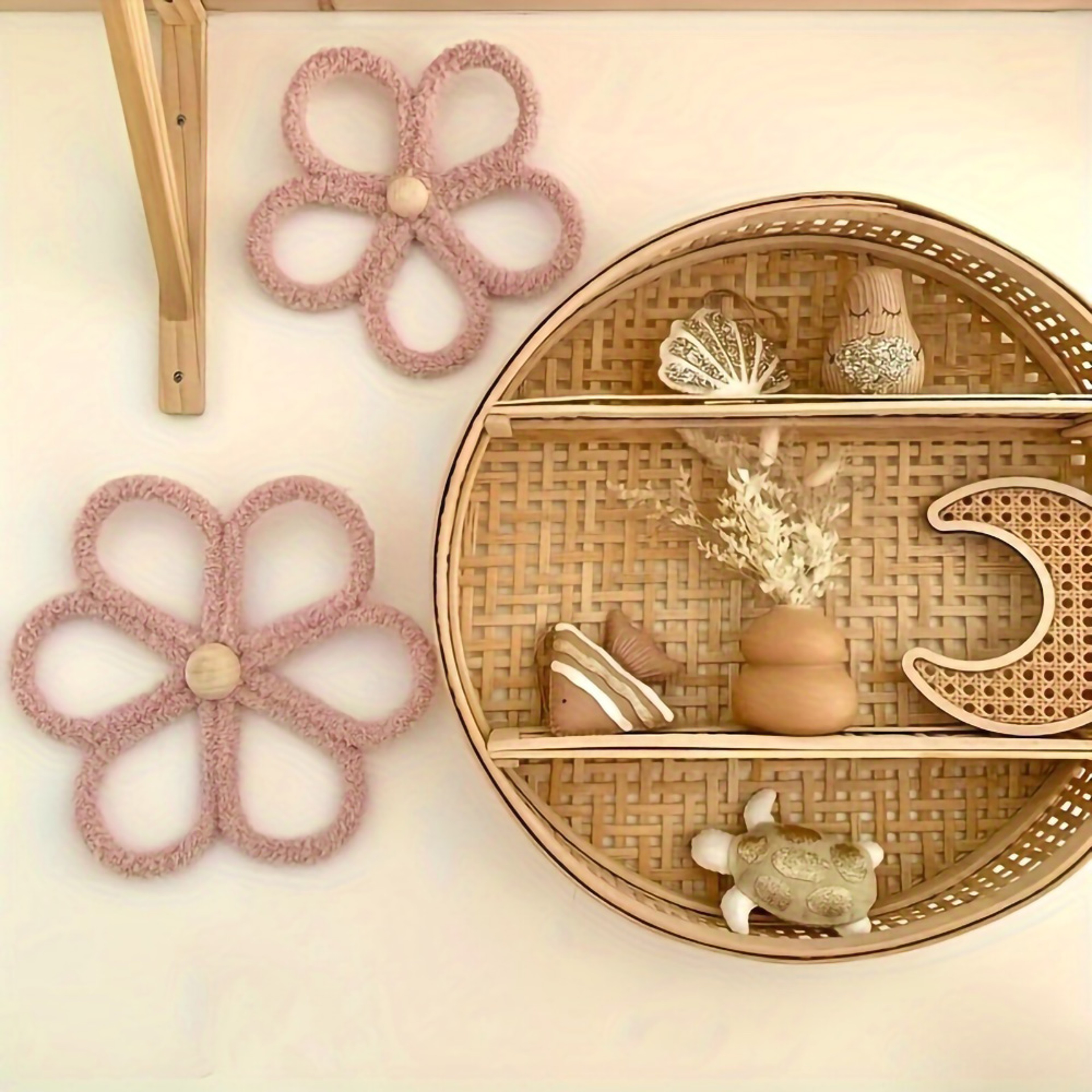 Woven Daisy Flower Decorative Wall Bohemian, Bohemian Daisy Wall Decoration, Kindergarten Decor – view 2