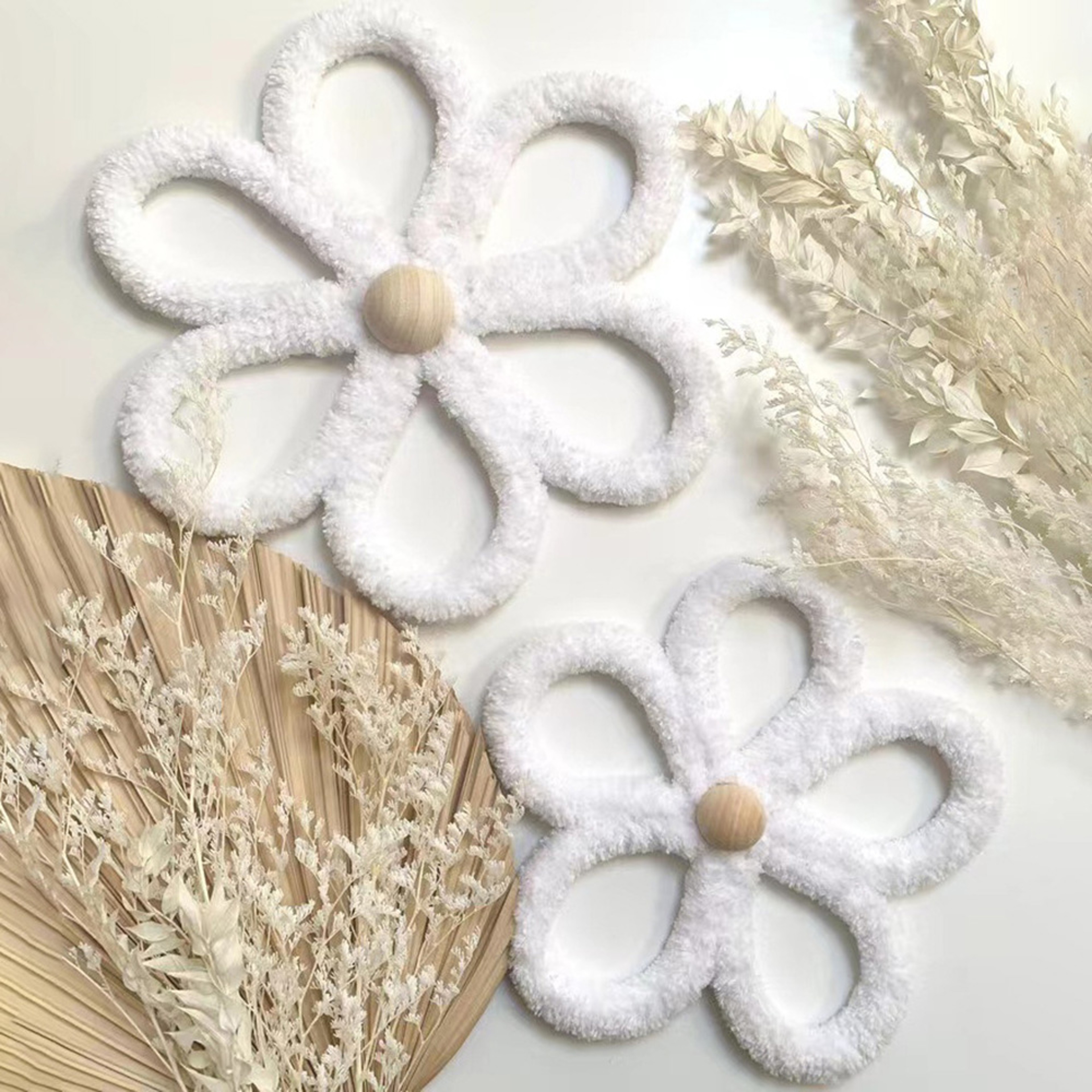 Woven Daisy Flower Decorative Wall Bohemian, Bohemian Daisy Wall Decoration, Kindergarten Decor – view 3
