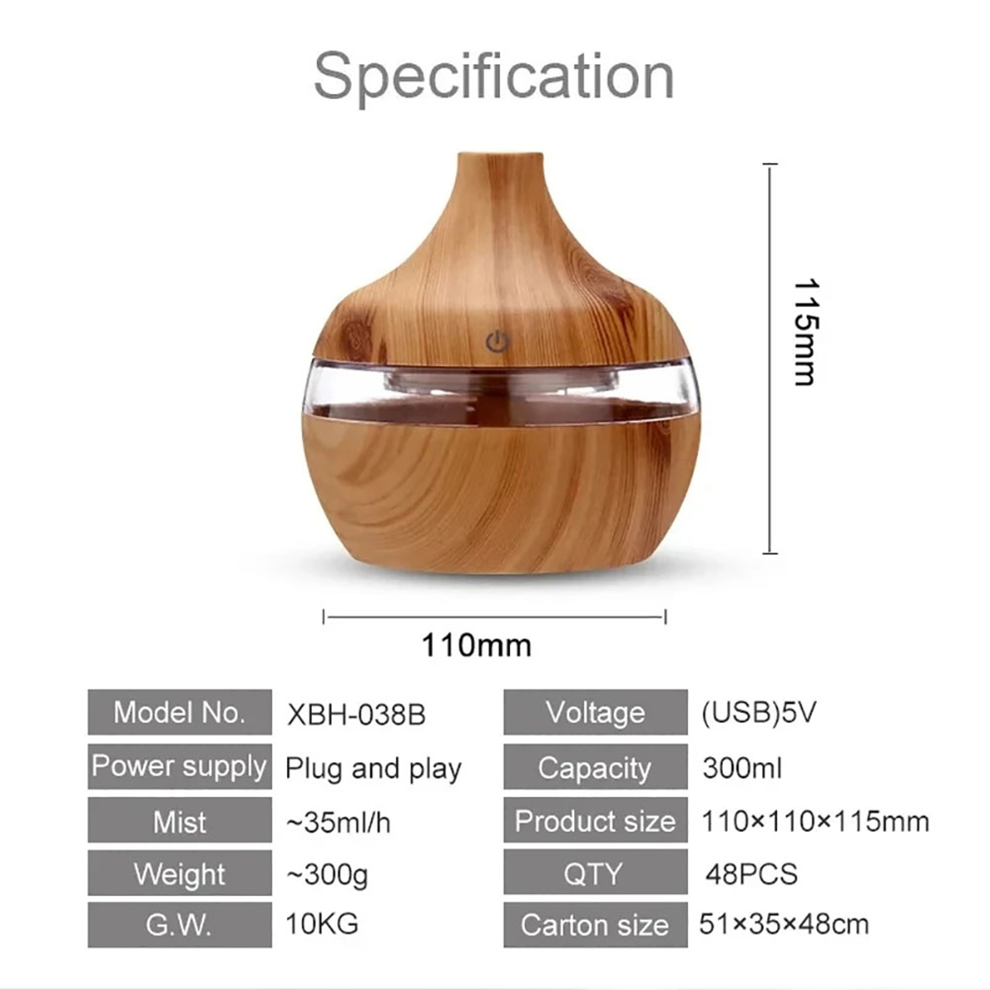 Wood Grain Ultrasonic Aromatherapy Essential Oil Diffuser Remote Control Air Humidifier With 7 Colo 3