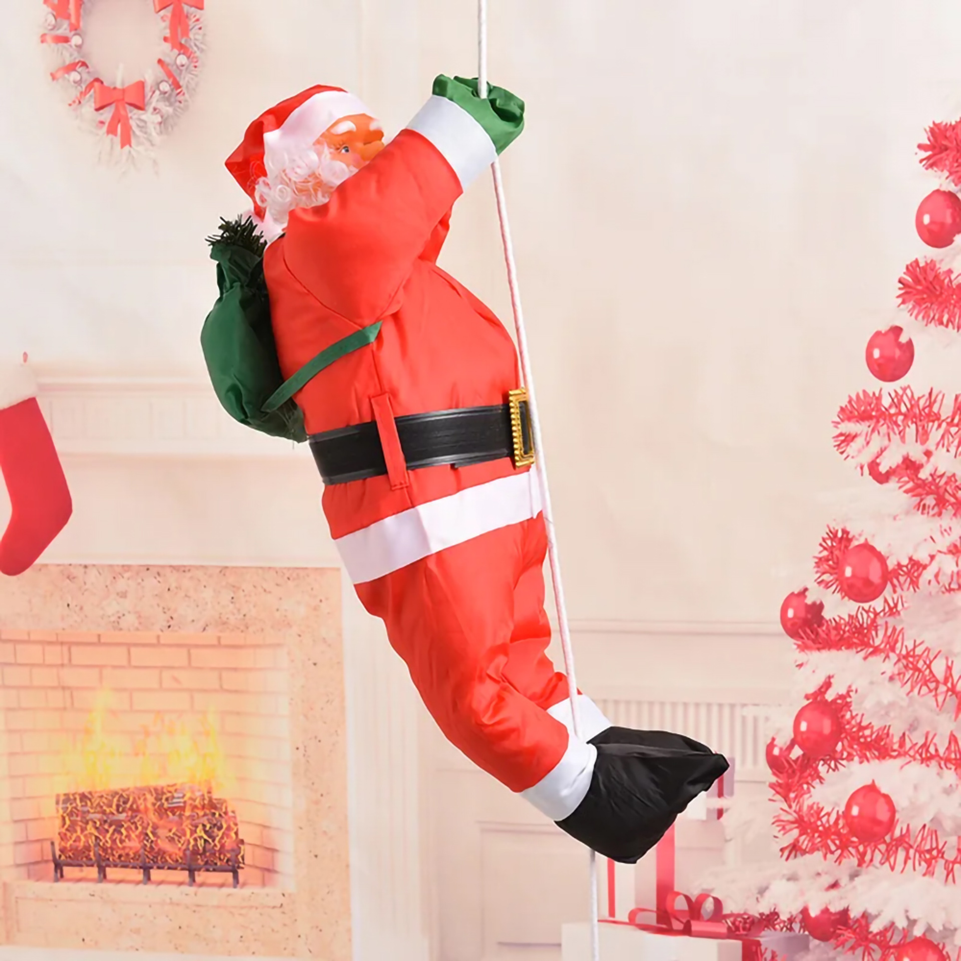 Christmas Decorations Hanging Santa Claus Doll With Rope Ladder Home Decor 1