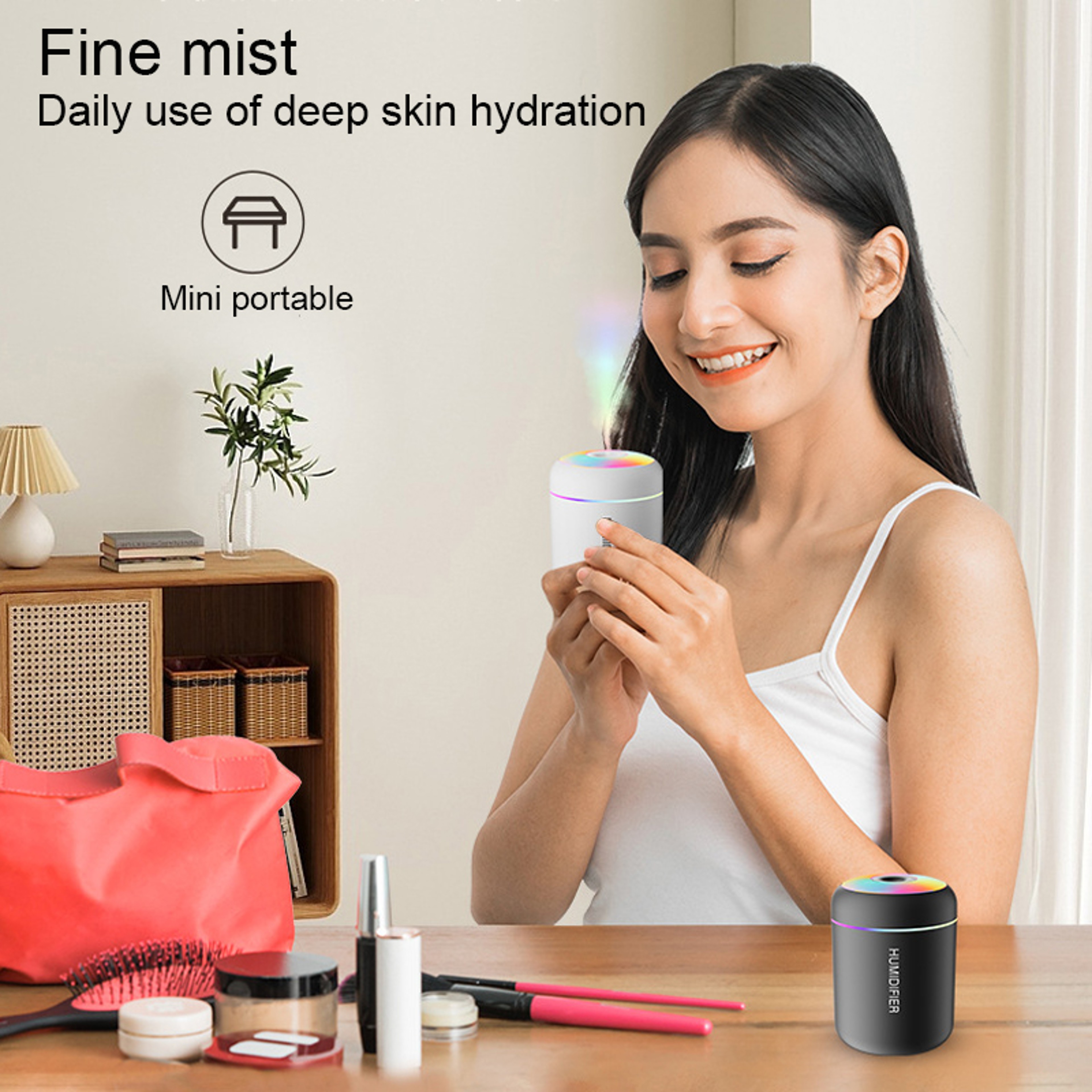 USB Electric Mini Air Humidifier, Essential Oil Diffuser with Aromatherapy Lights for Car & Home – view 2
