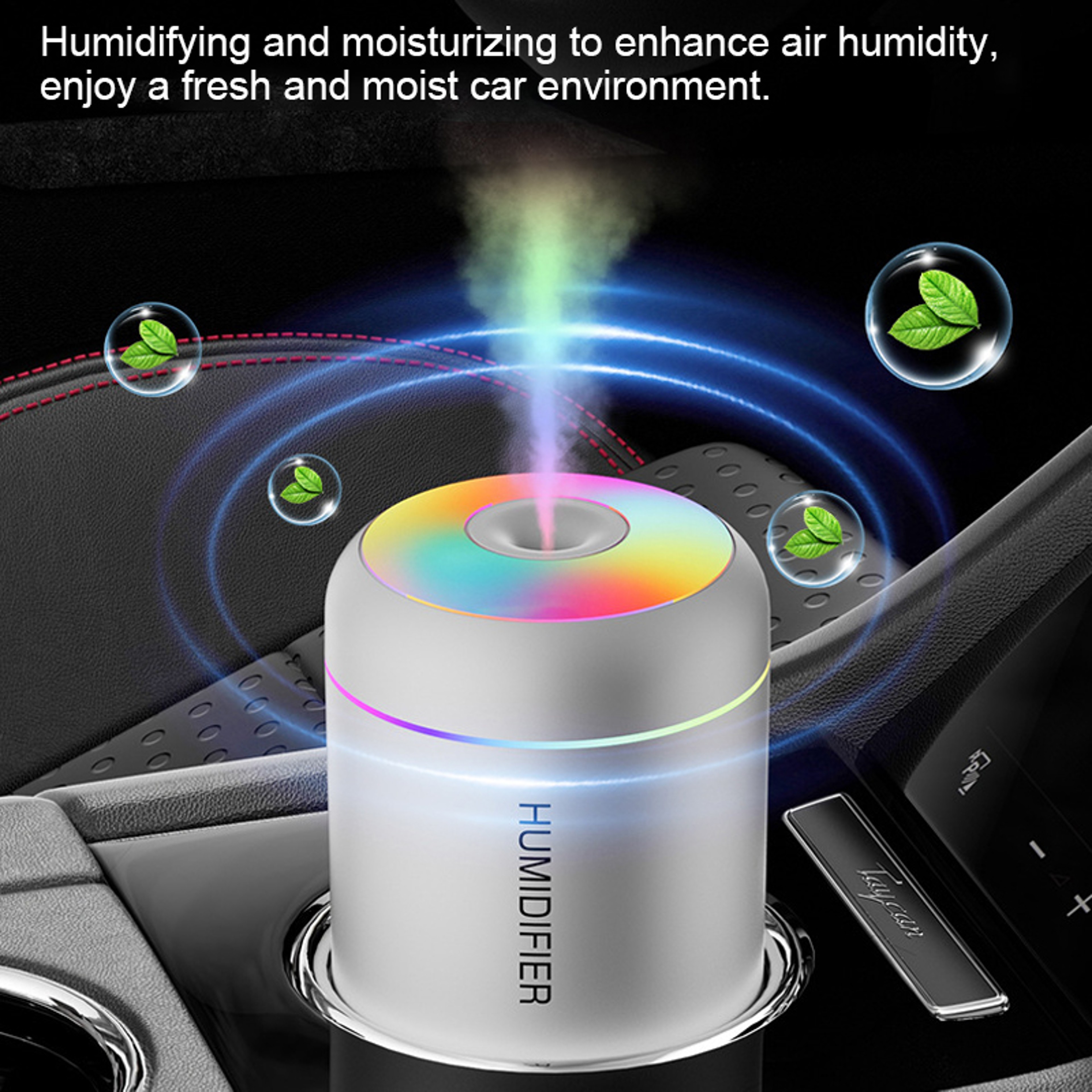 USB Electric Mini Air Humidifier, Essential Oil Diffuser with Aromatherapy Lights for Car & Home – view 3