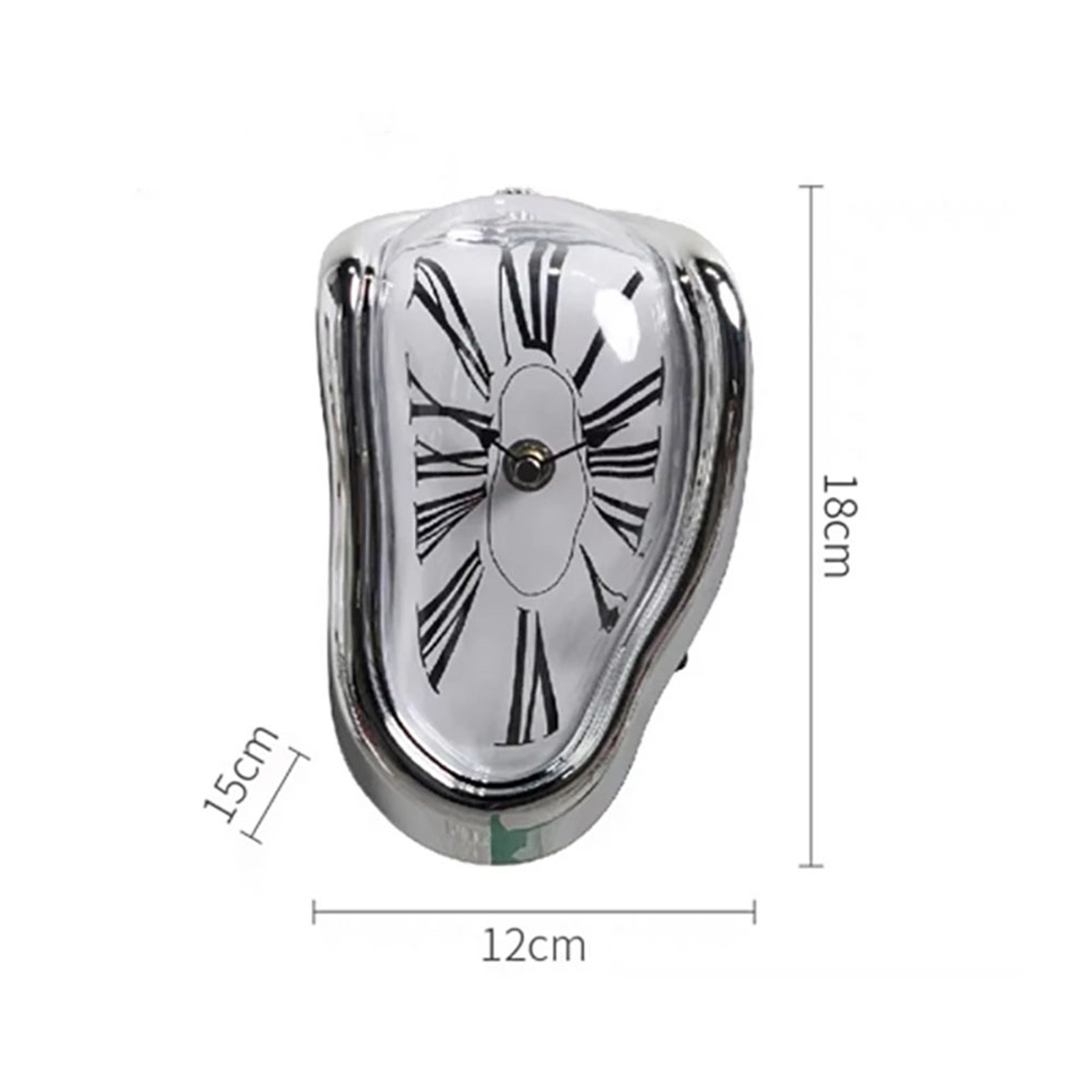 Creative Melting Right-angle Silent Clock, Vintage Silver Twisted Melting Clock for Office or Home Decor – view 6