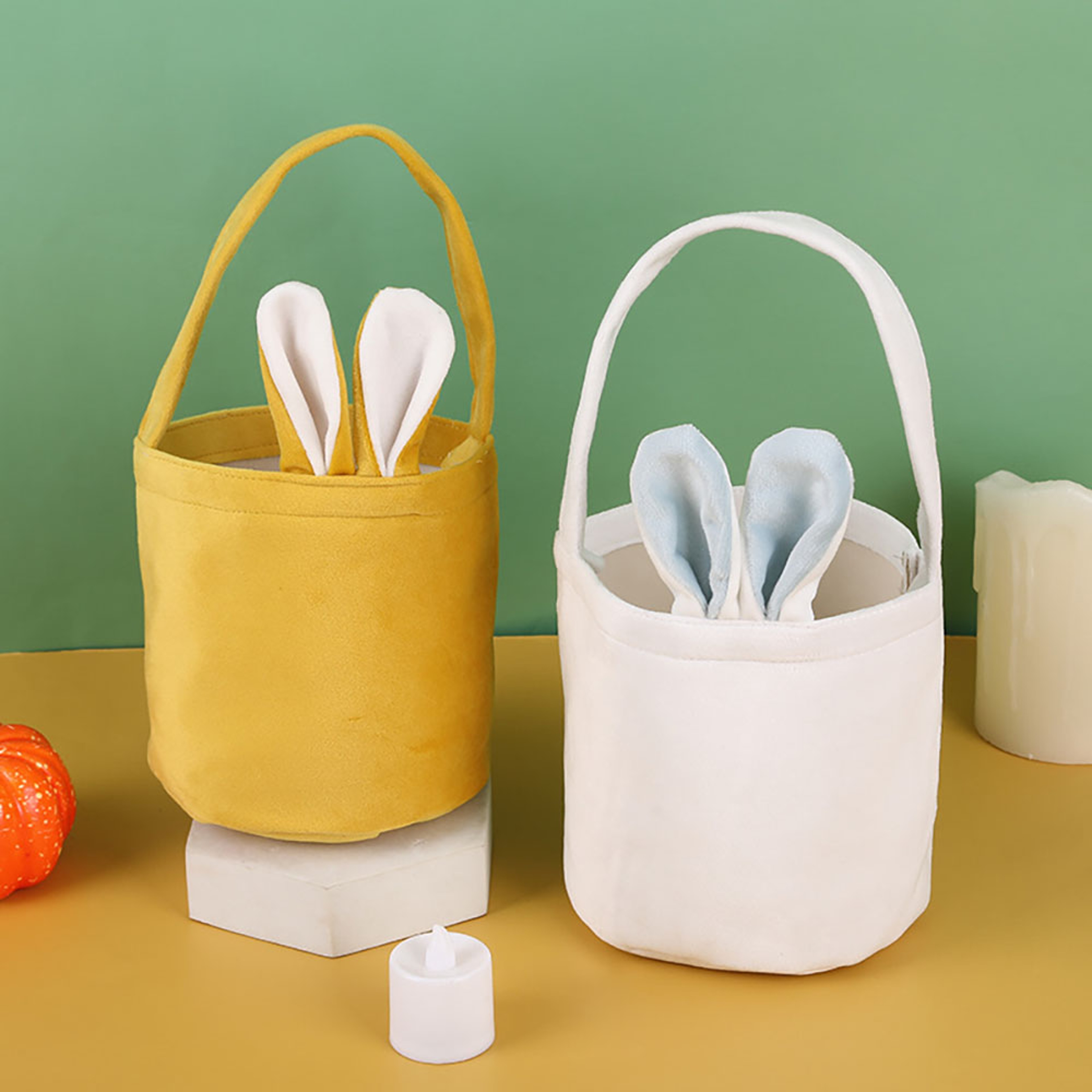 Cute Cartoon Bunny Ears Easter Basket Bag, Candy Egg Handbag for Kids, Easter Party Supplies Gift Packaging Bag – view 2