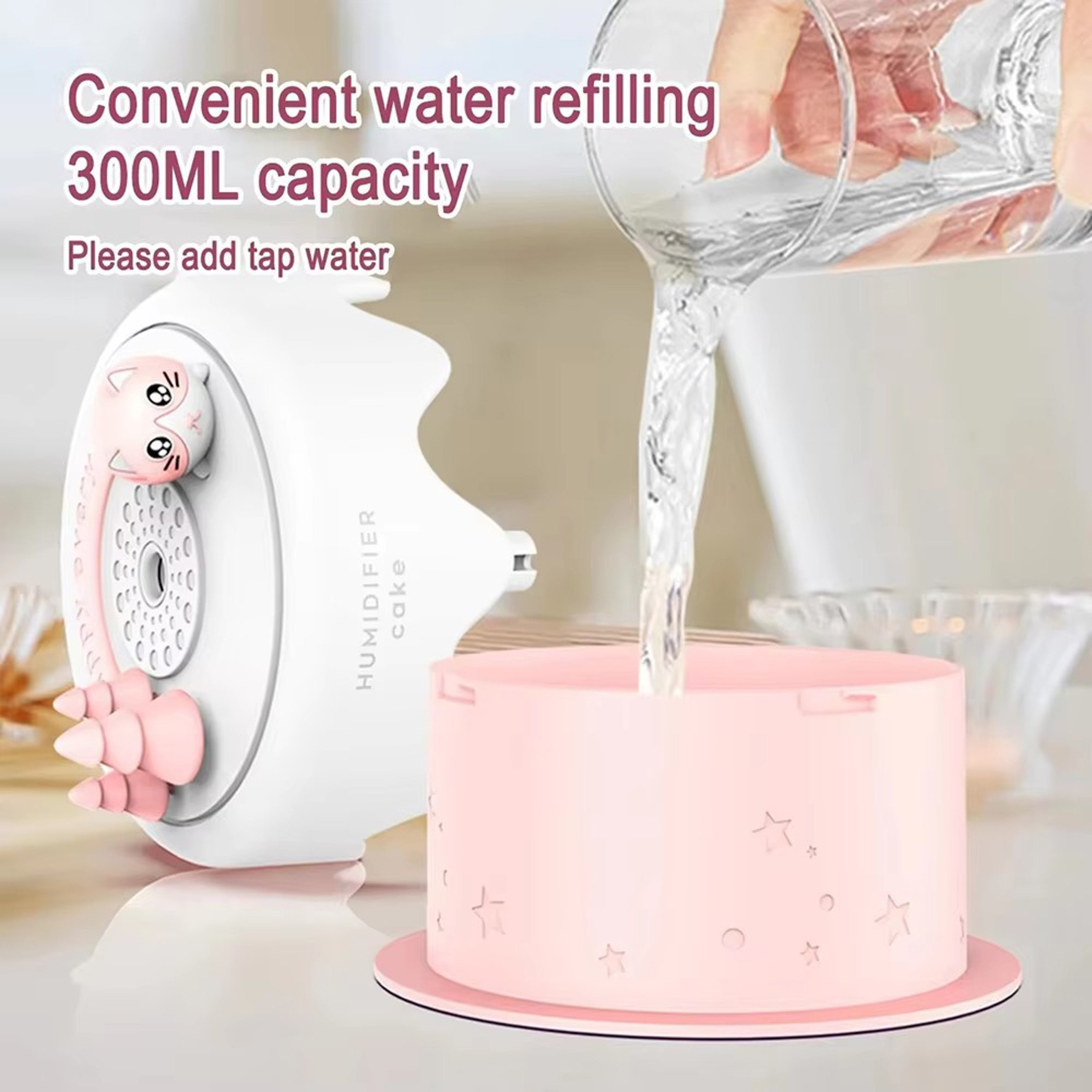 UltraQuiet Cat Cake Humidifier With Colorful LED Lights Ideal For Bedroom 2