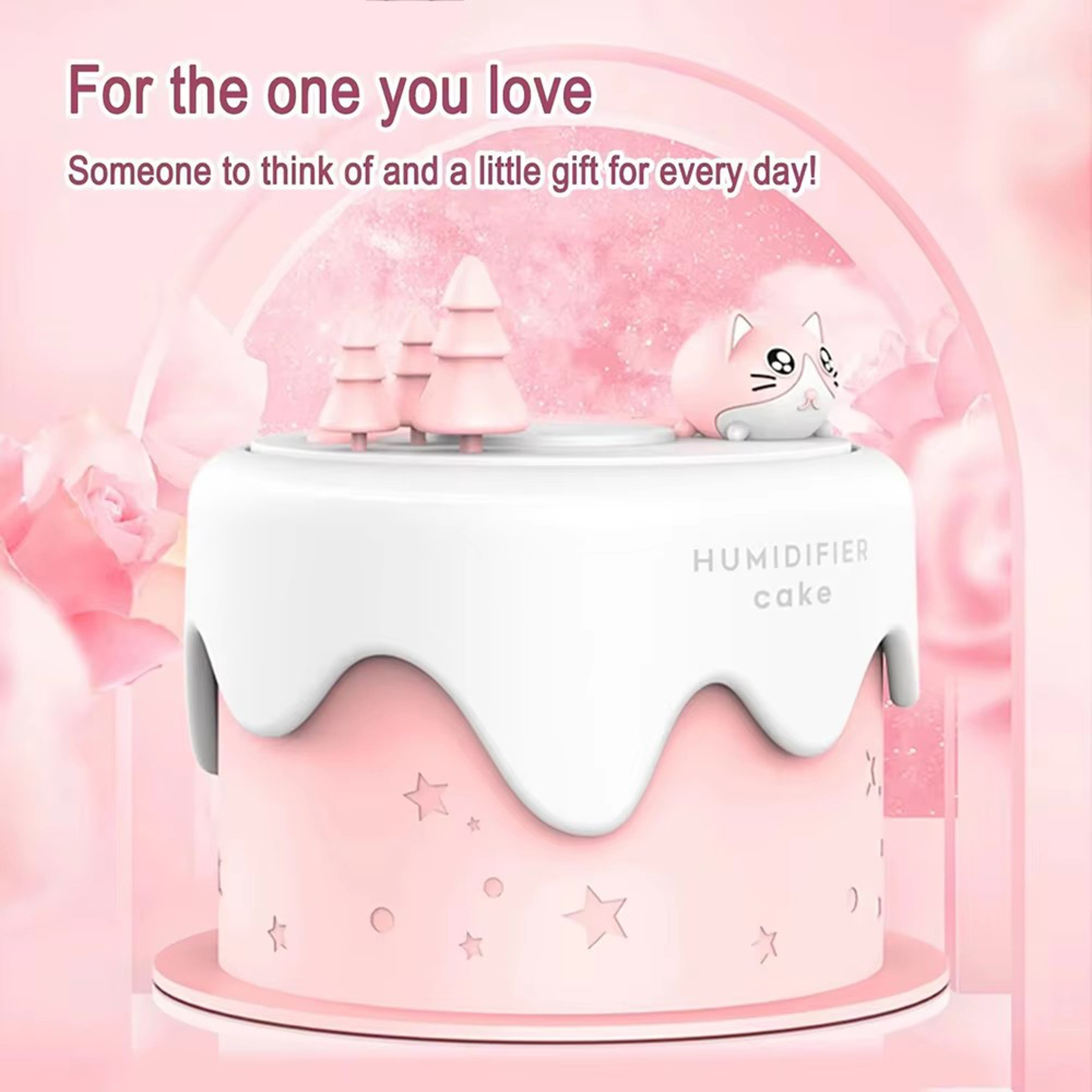 UltraQuiet Cat Cake Humidifier With Colorful LED Lights Ideal For Bedroom 7