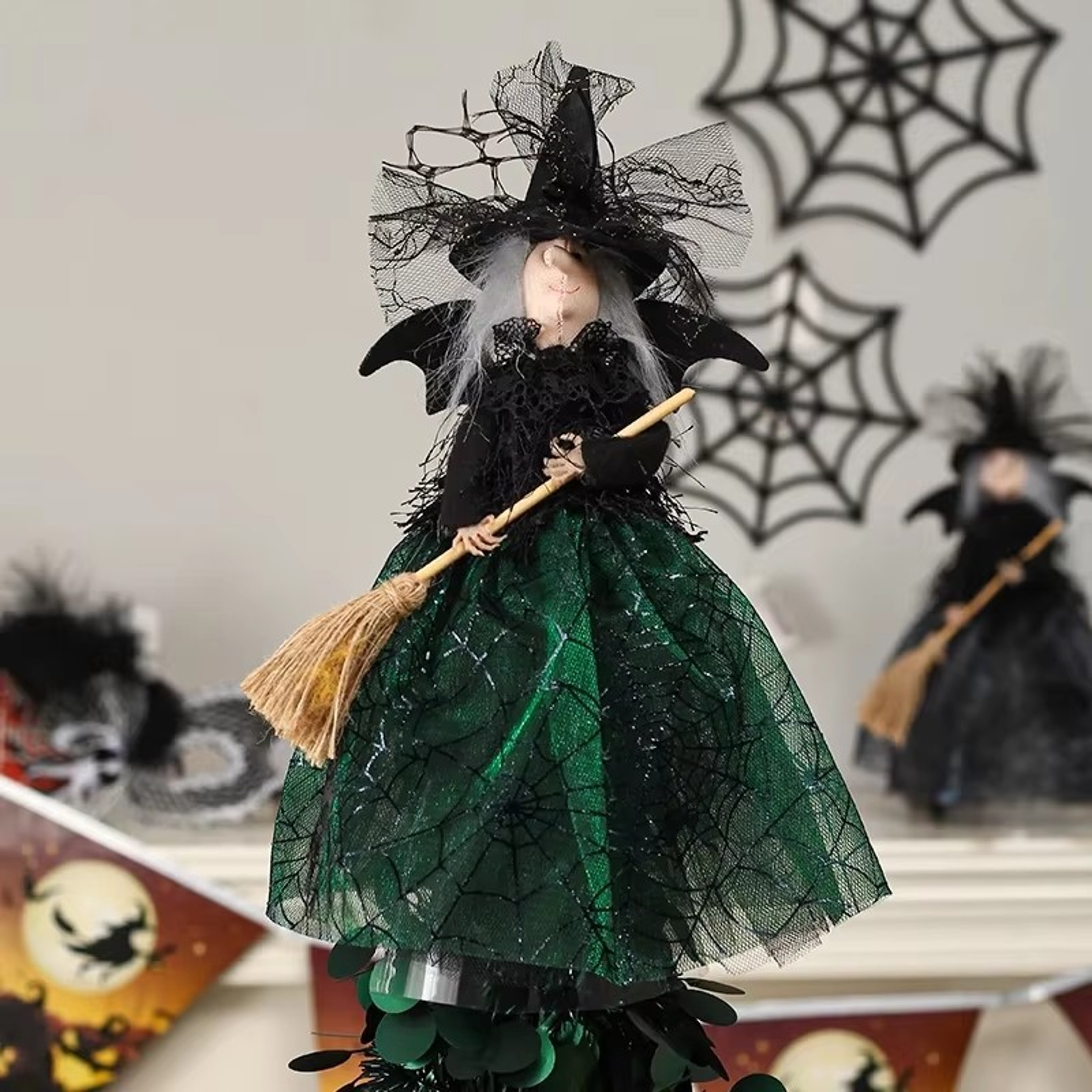 Haunted House Doll Tree Top Ornaments, Witch Star Decor, Halloween Ghost Festival Prop – view 8