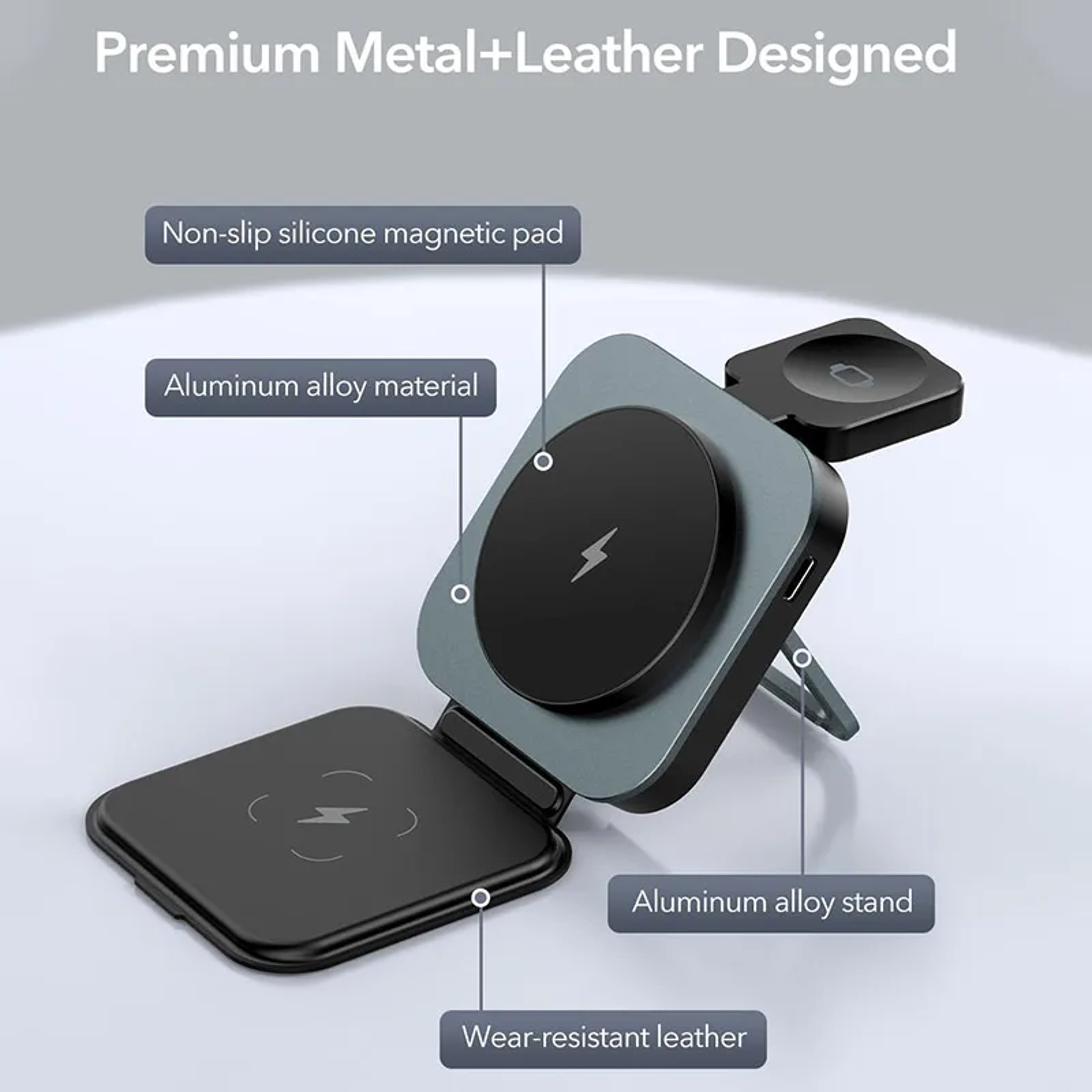 Magnetic Wireless Charger Pad 3 In 1 Foldable Fast Charging Stand For IPhone IWatch AirPods 0