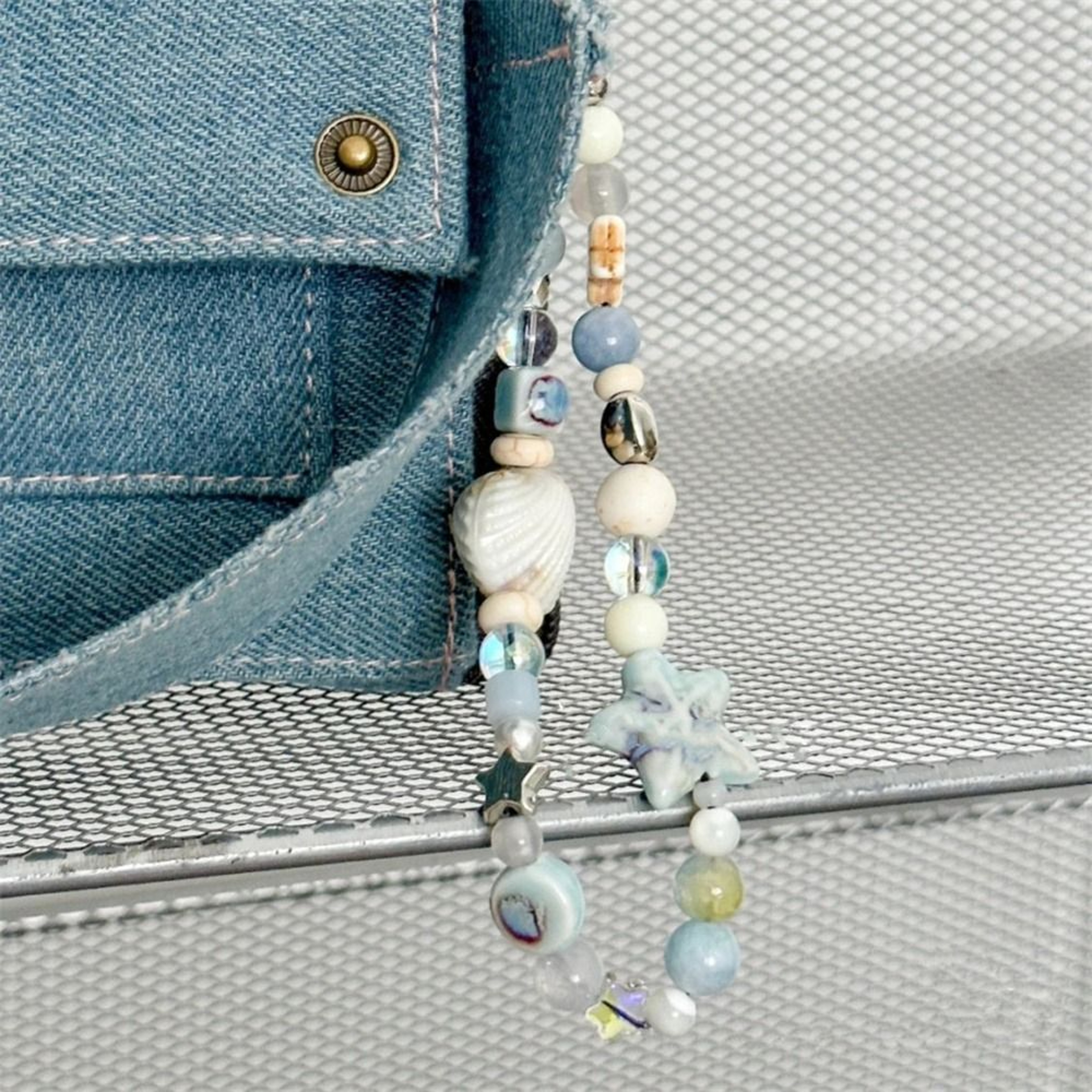 Handmade Mobile Lanyard Jewelry Gift, Star Pearl Beaded Phone Chain Hanging Cord, Summer Phone Charms Strap – view 2