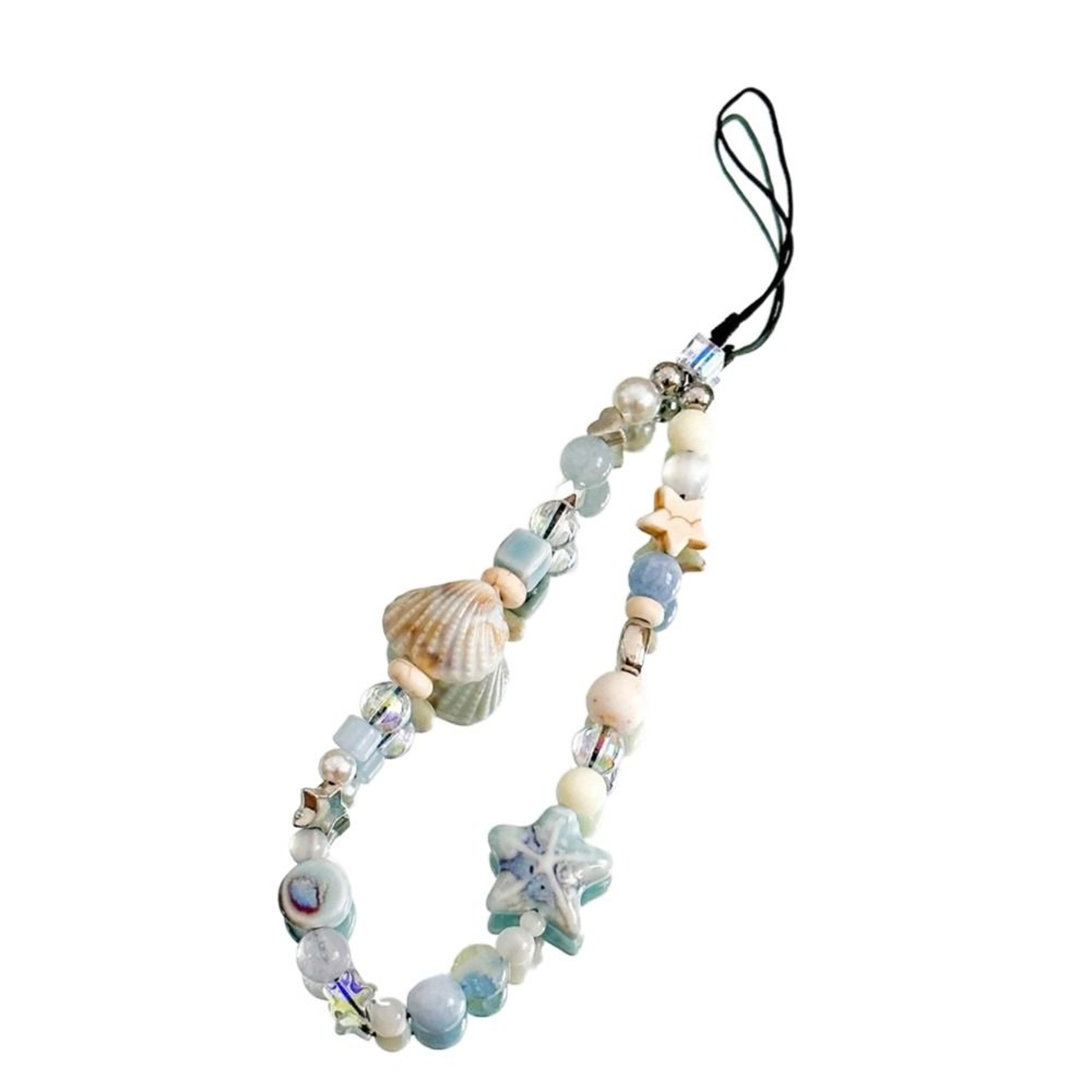 Handmade Mobile Lanyard Jewelry Gift, Star Pearl Beaded Phone Chain Hanging Cord, Summer Phone Charms Strap – view 5