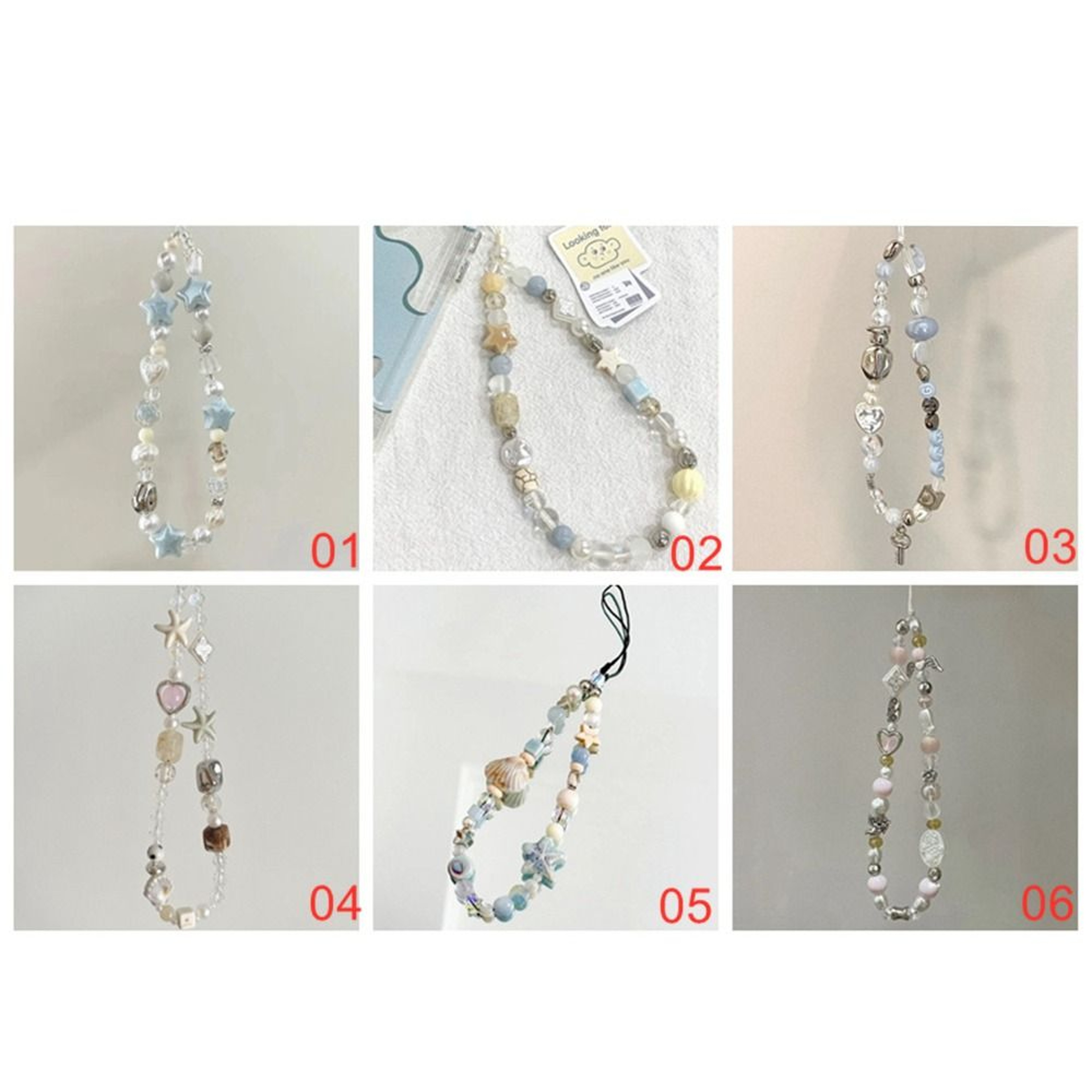 Handmade Mobile Lanyard Jewelry Gift, Star Pearl Beaded Phone Chain Hanging Cord, Summer Phone Charms Strap – view 6