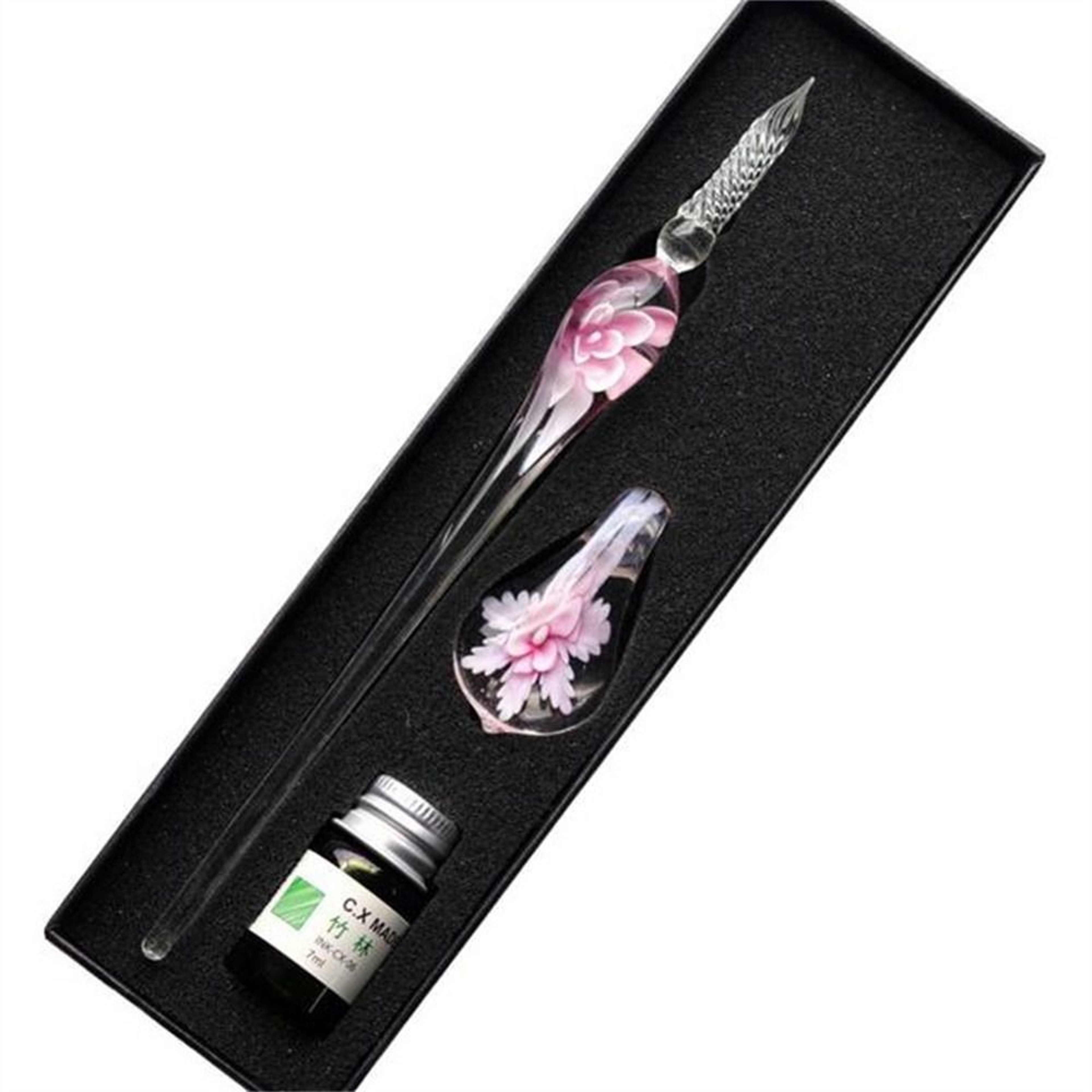 Vintage Signature Floral Dip Pen DIY Craft Fountain Pen Smooth Glass Writing Tool For Calligraphy 5