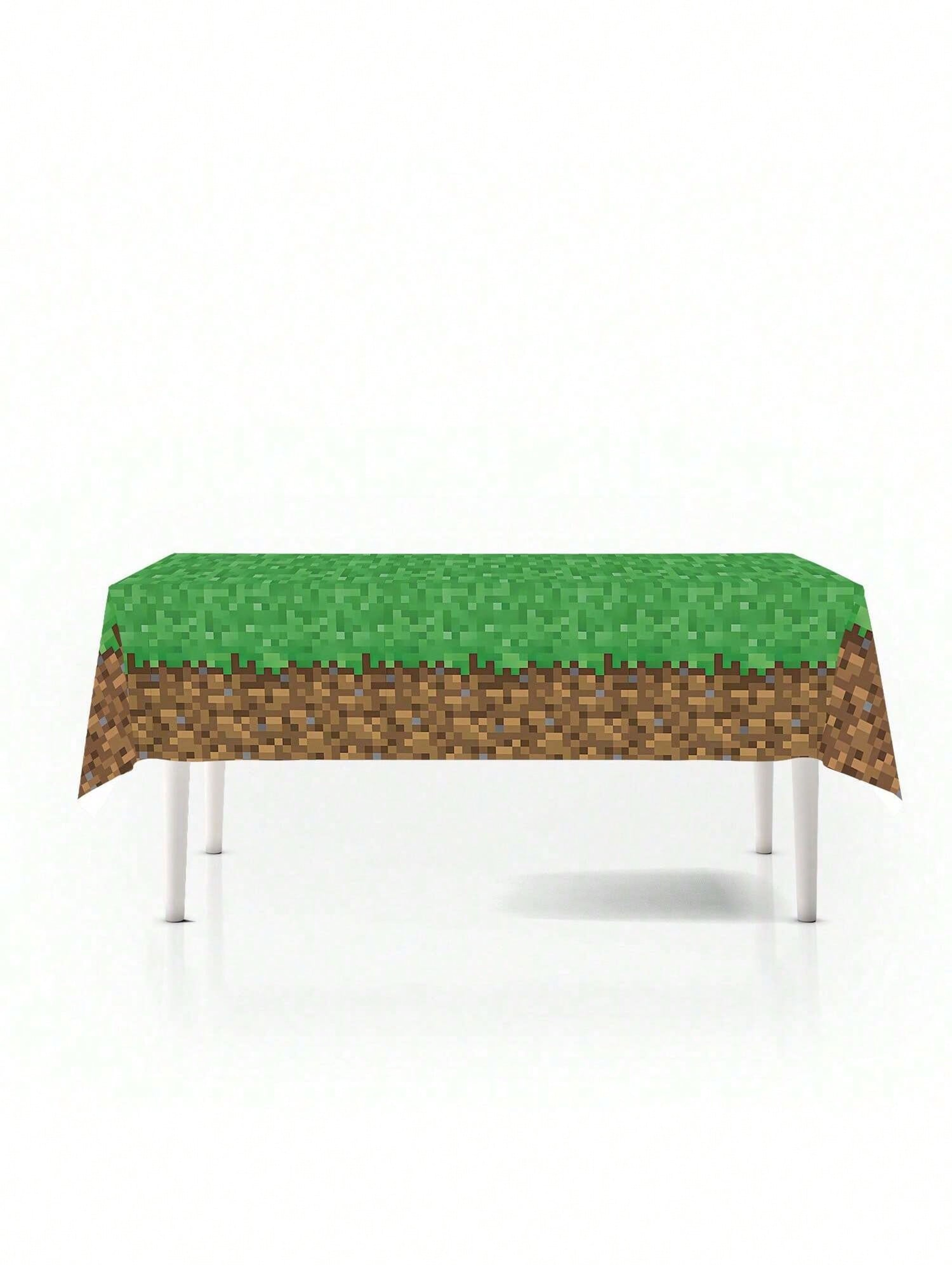 Waterproof Disposable Tablecloth PixelStyle Grass  Soil Pattern For Parties Oilproof Protection 2